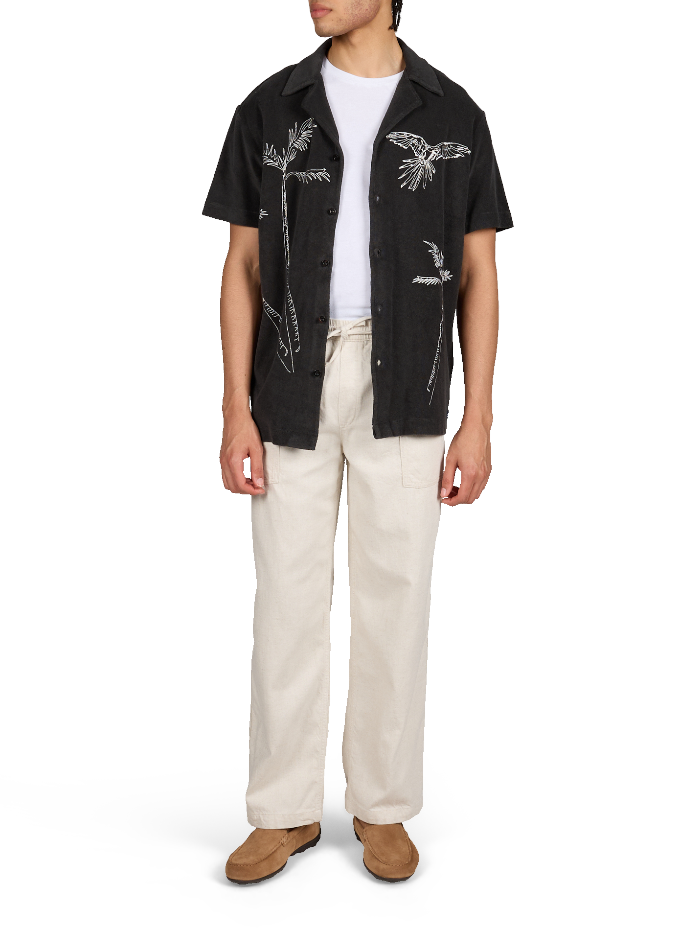 Germain Palm Tree blended cotton sponge shirt MAISON LABICHE Black