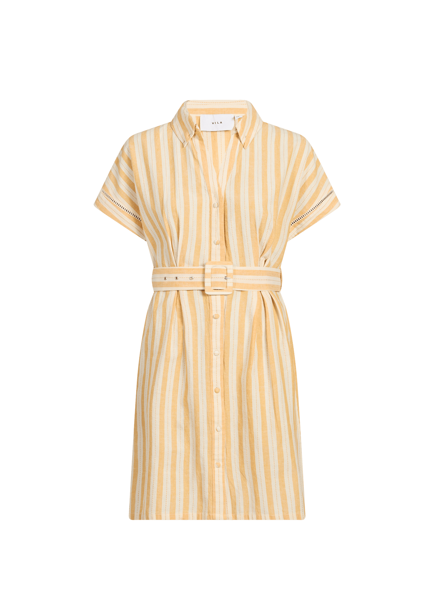 Robe à rayures avec ceinture en coton VILA Beige