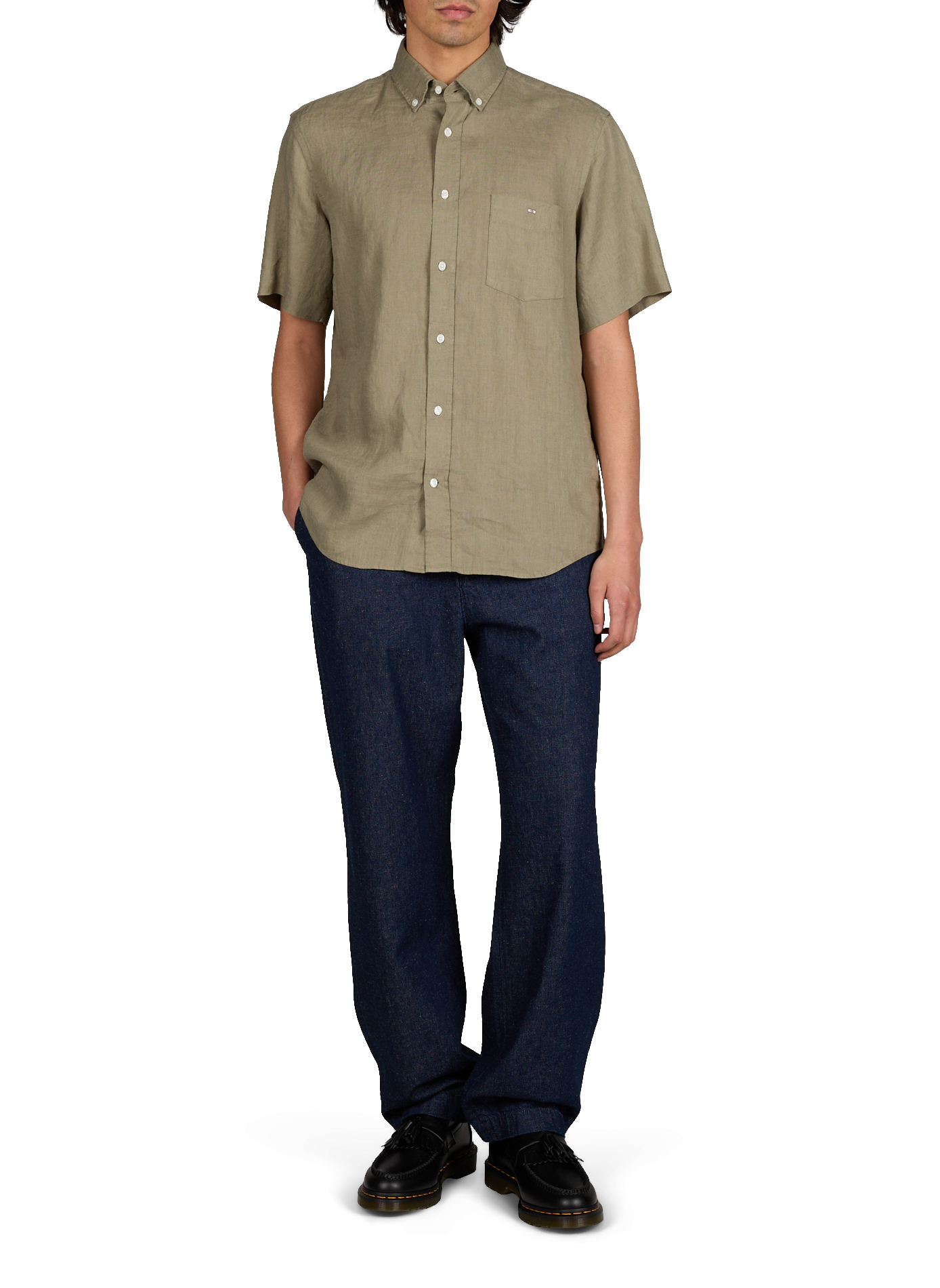 Chemise droite boutonnée en lin EDEN PARK Beige