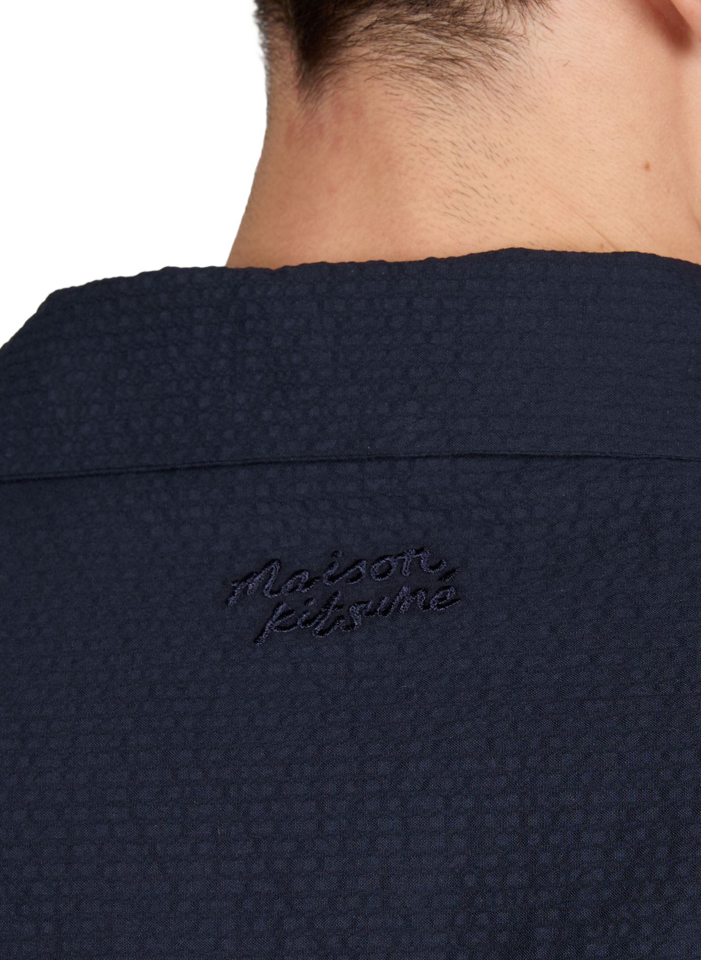 Chemise à manches courtes en coton piqué mélangé MAISON KITSUNÉ Bleu