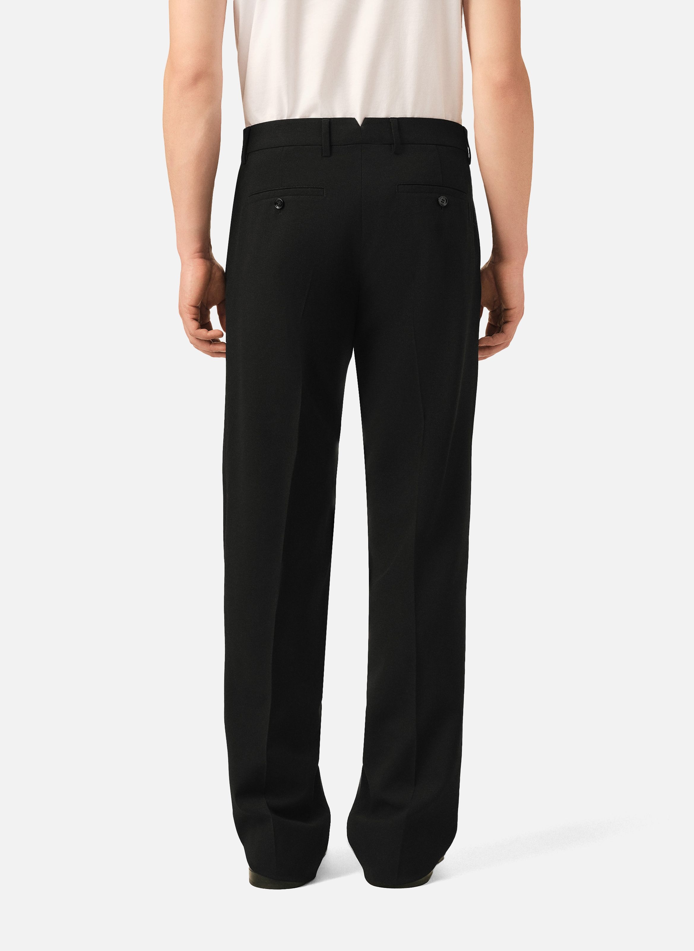 Pantalon coupe droite en laine AMI PARIS Noir