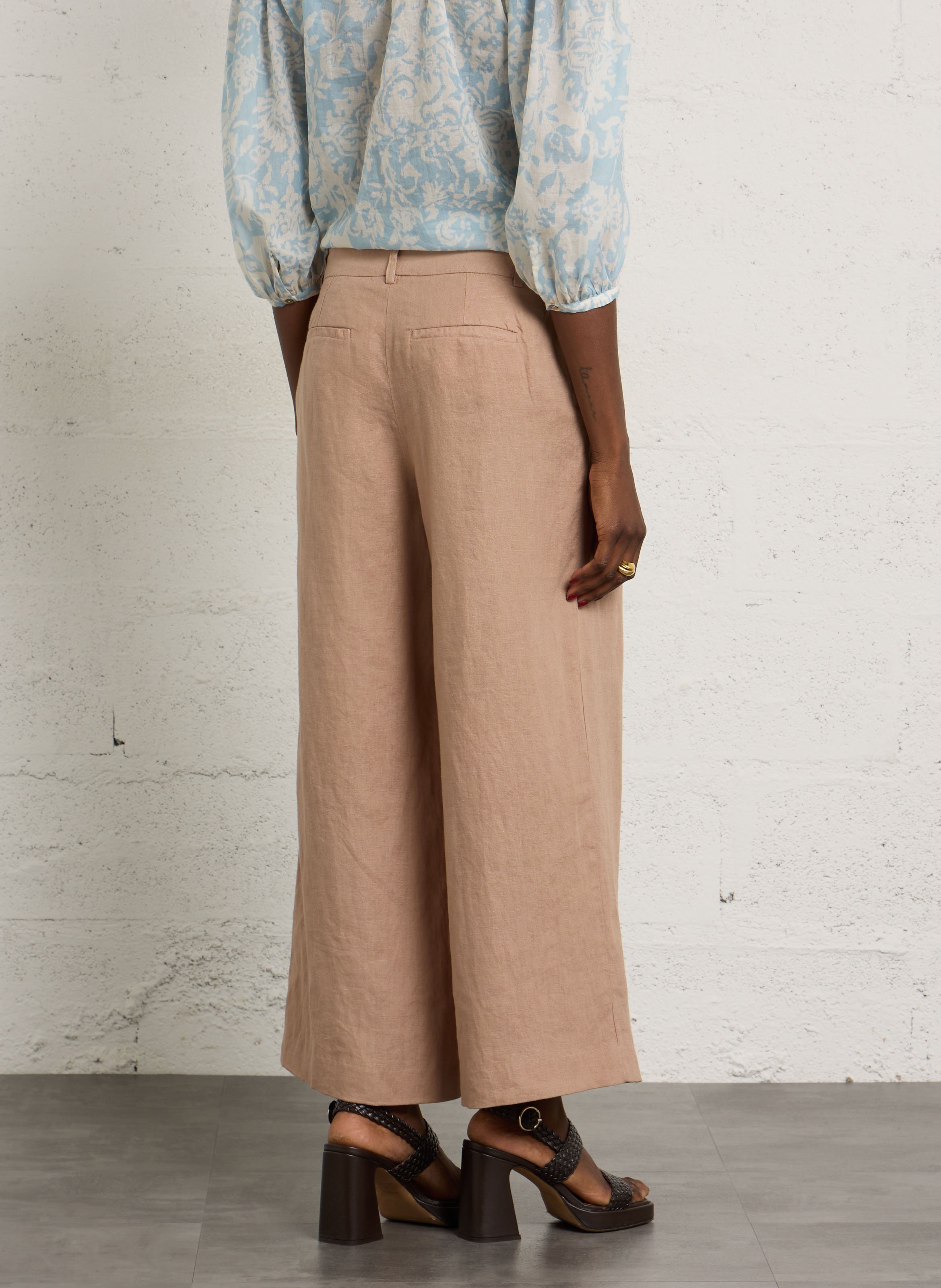 Pantacourt large en lin tino | Rose MAISON 123 Femme