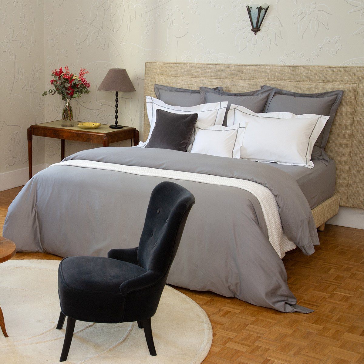 Housse de couette en satin, triomphe YVES DELORME Gris