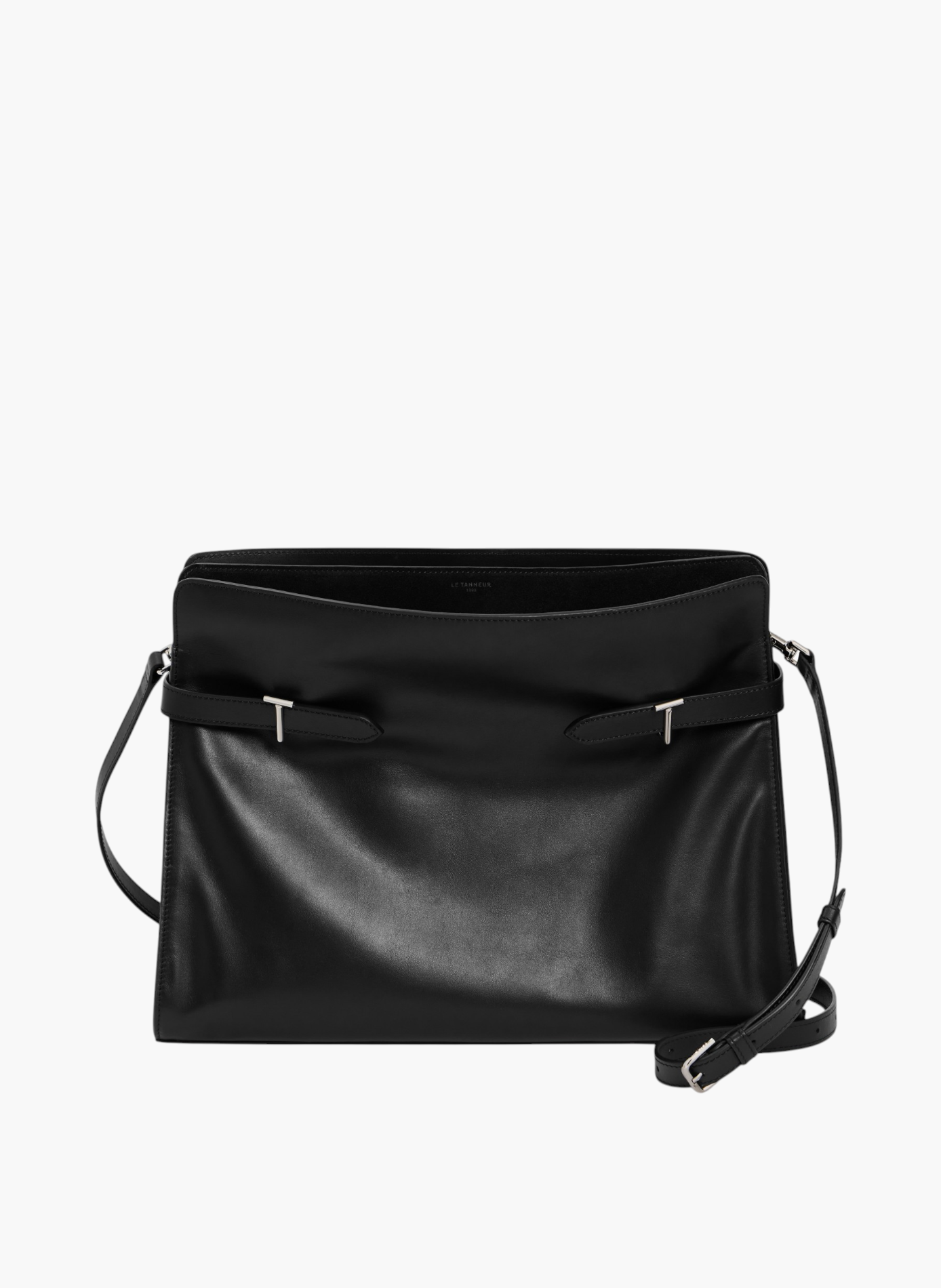 Sac porté épaule modèle maxi emie en cuir lisse et nubuck LE TANNEUR Noir