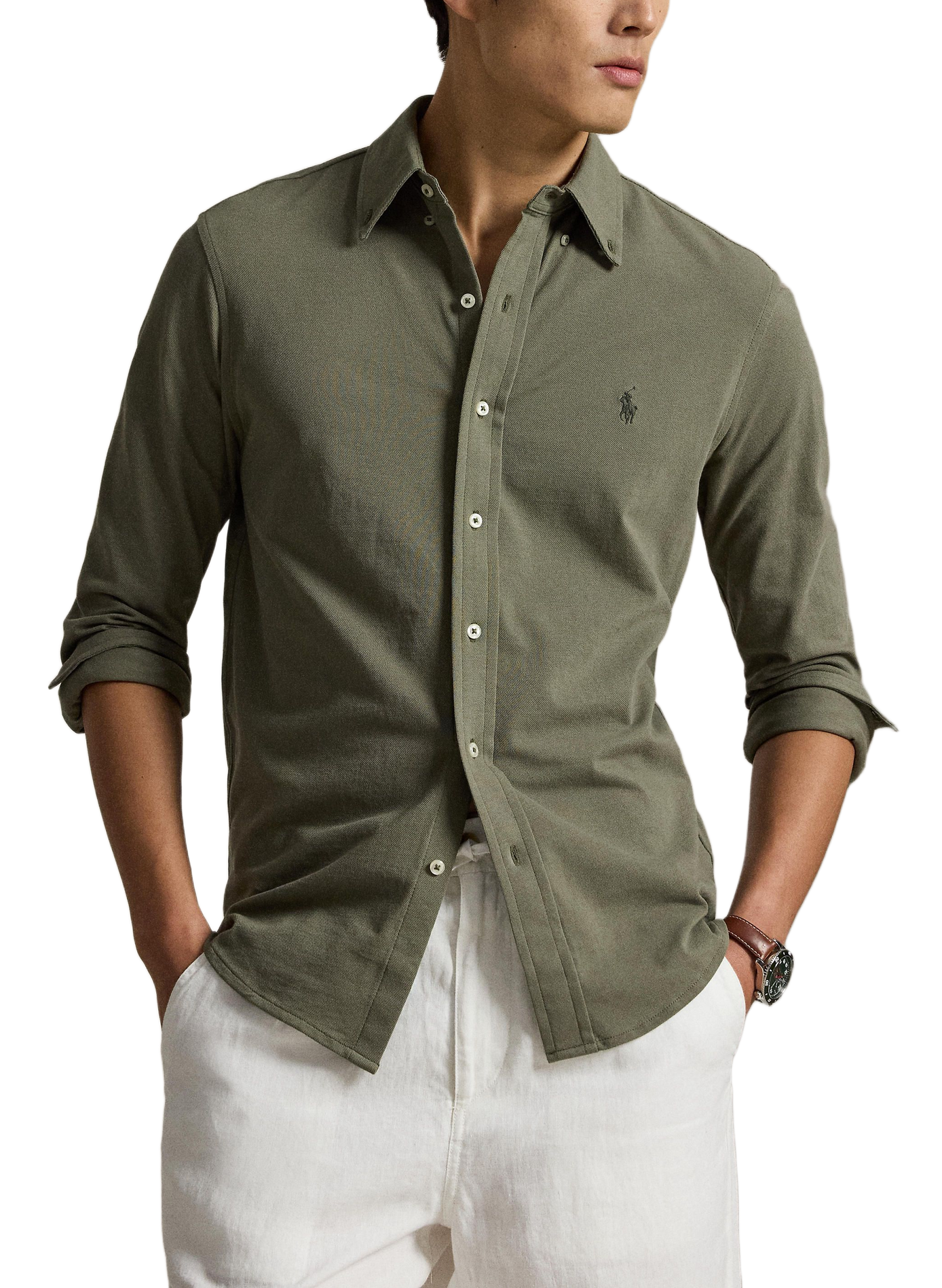 Chemise droite col classique en coton POLO RALPH LAUREN Vert