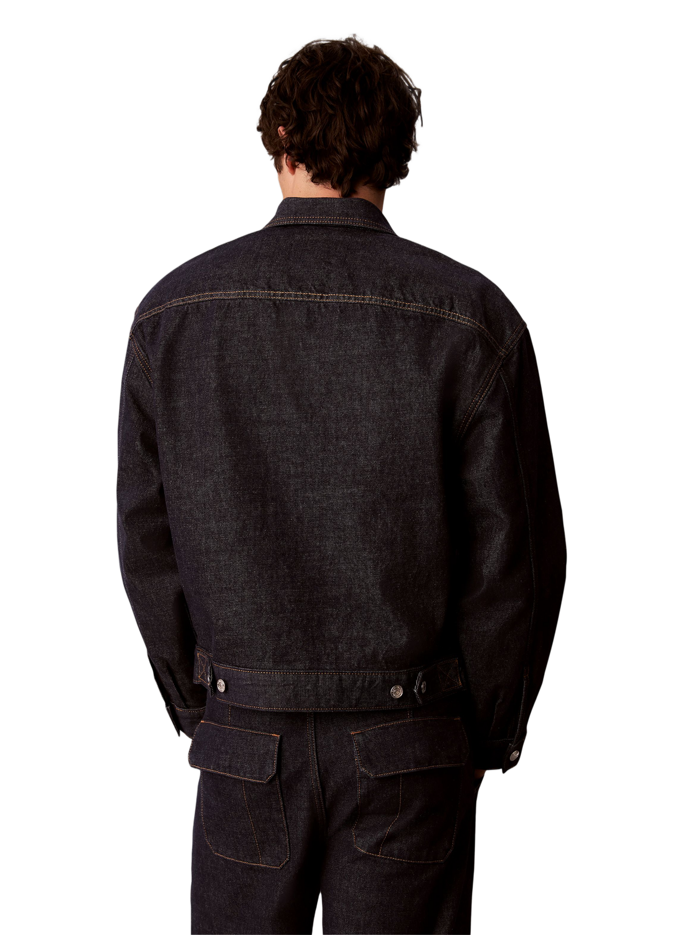 Jacke mit klassischem Baumwoll-Denim-Kragen CALVIN KLEIN Blau