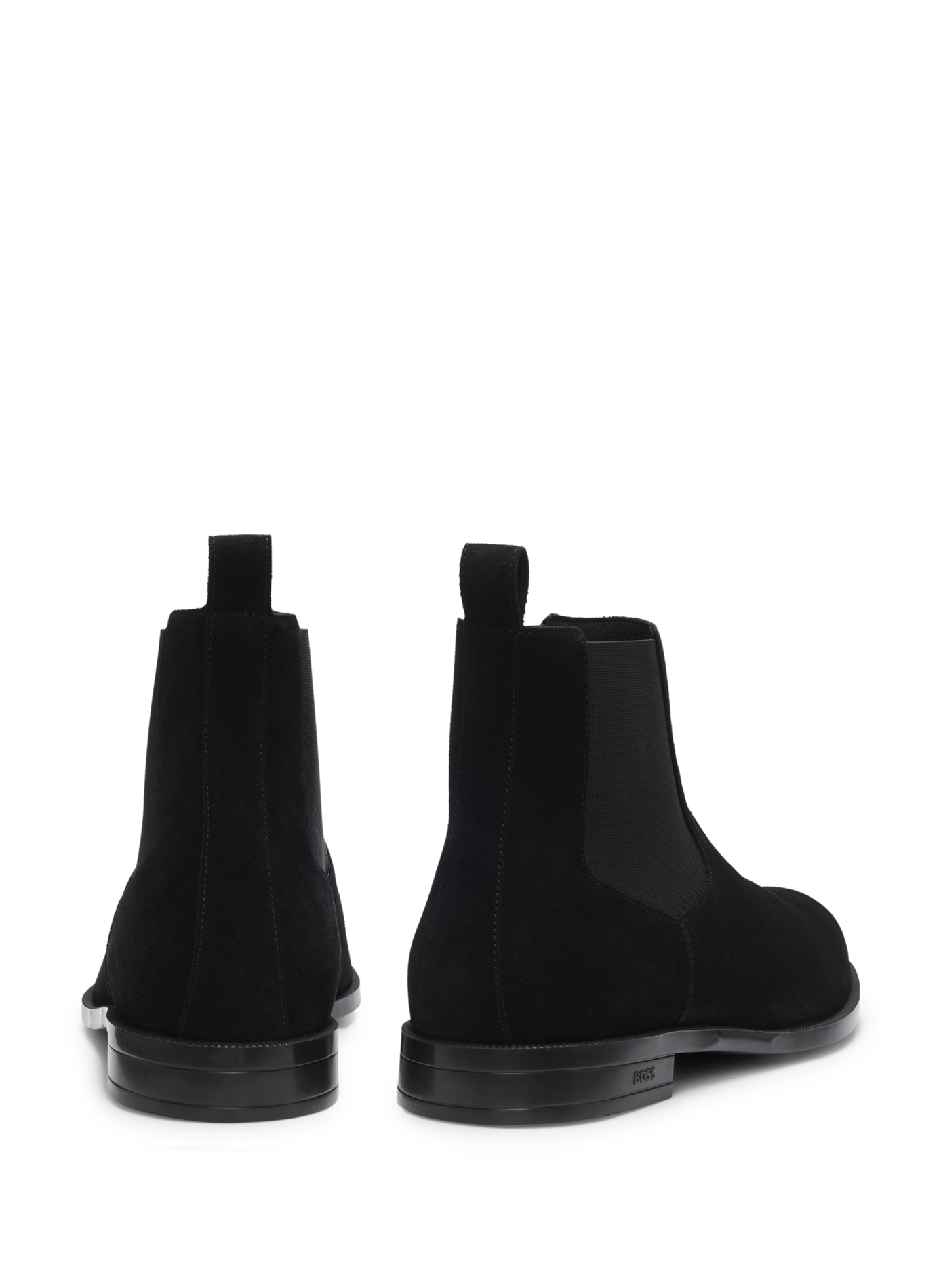 Botines de cuero de gamuza con inserciones elásticas. BOSS Negro