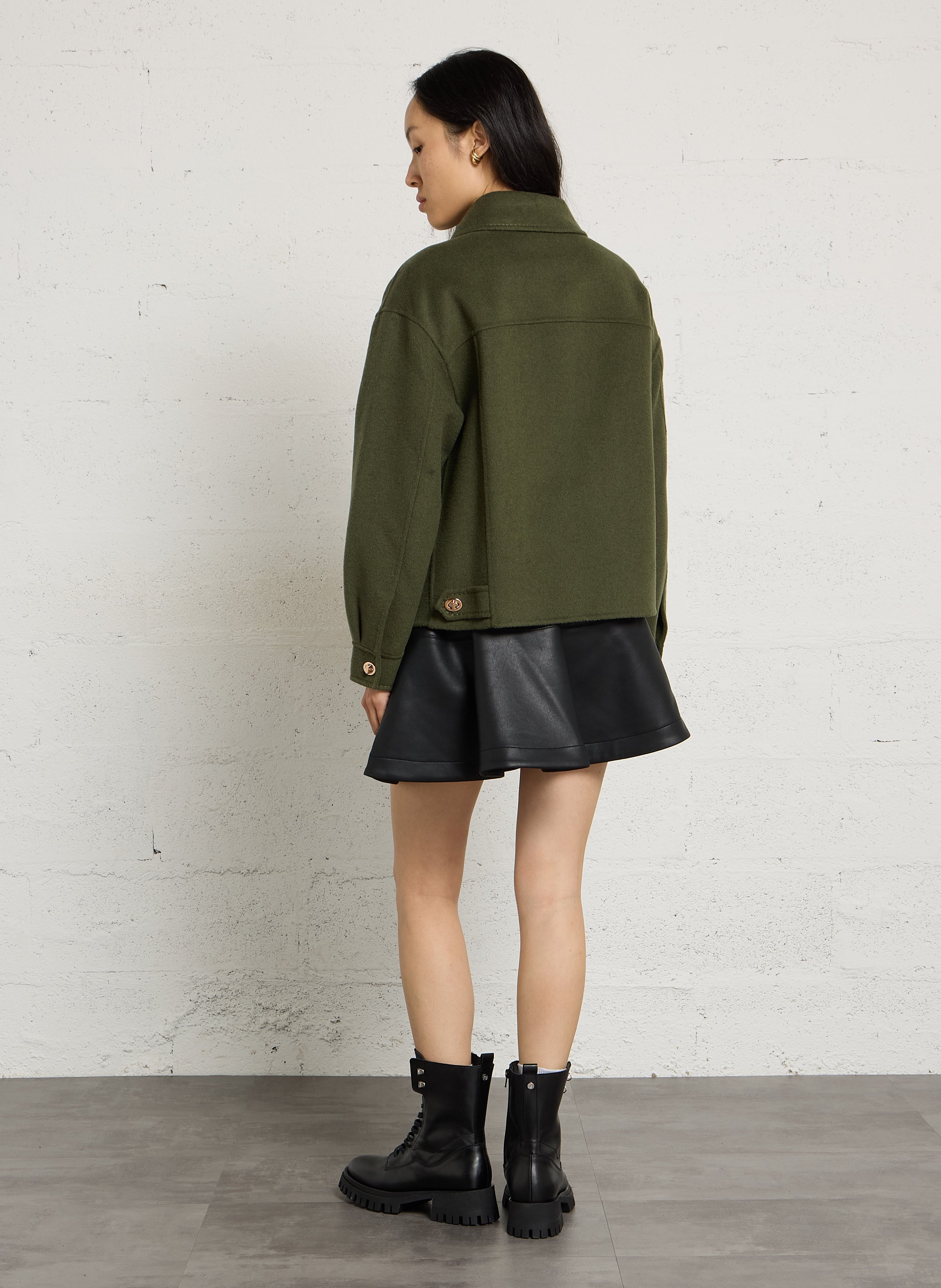 Veste droite à col classique en laine mélangée clea MAISON 123 Vert