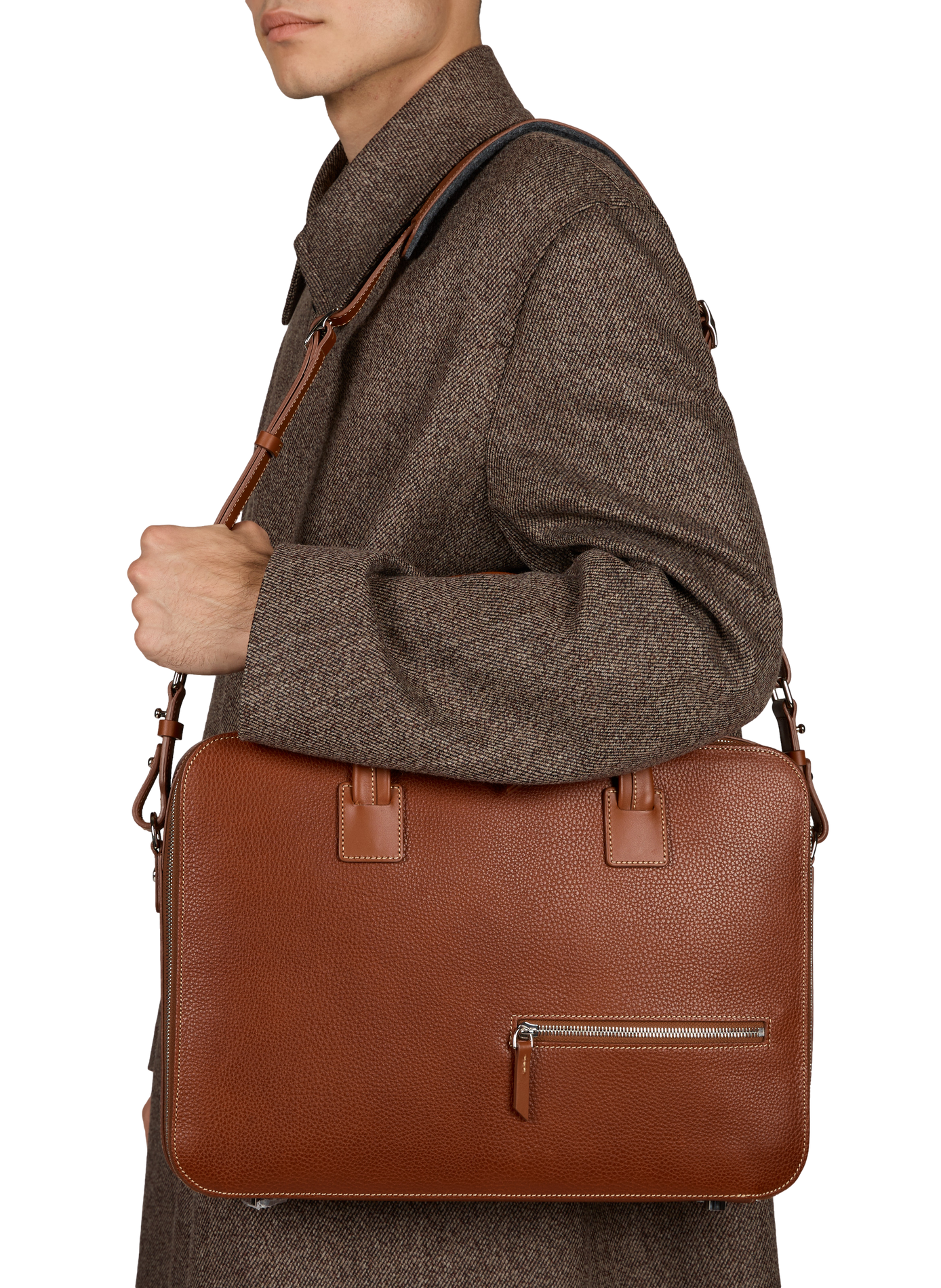 Leather plain OSCAR document holder LUNDI Brown
