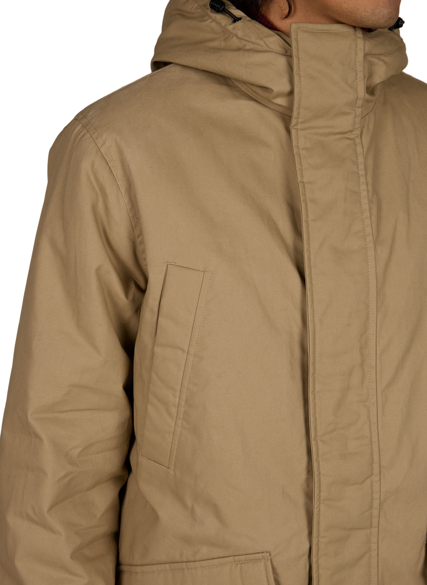 Parka mi-longue à capuche en coton AU PRINTEMPS PARIS Beige
