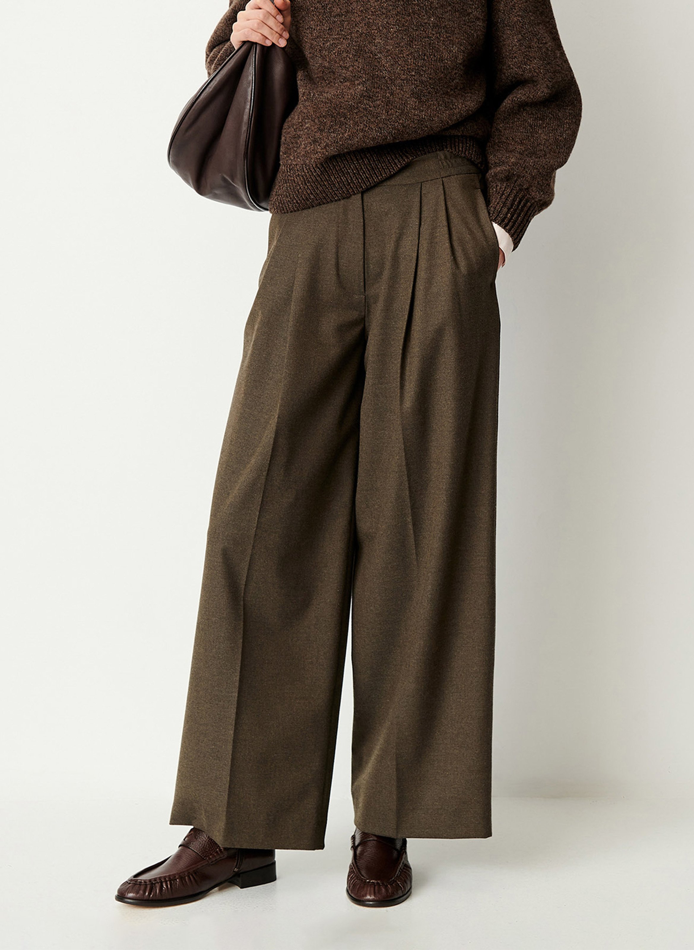 Pantalon large à taille haute hojiki SESSUN Kaki