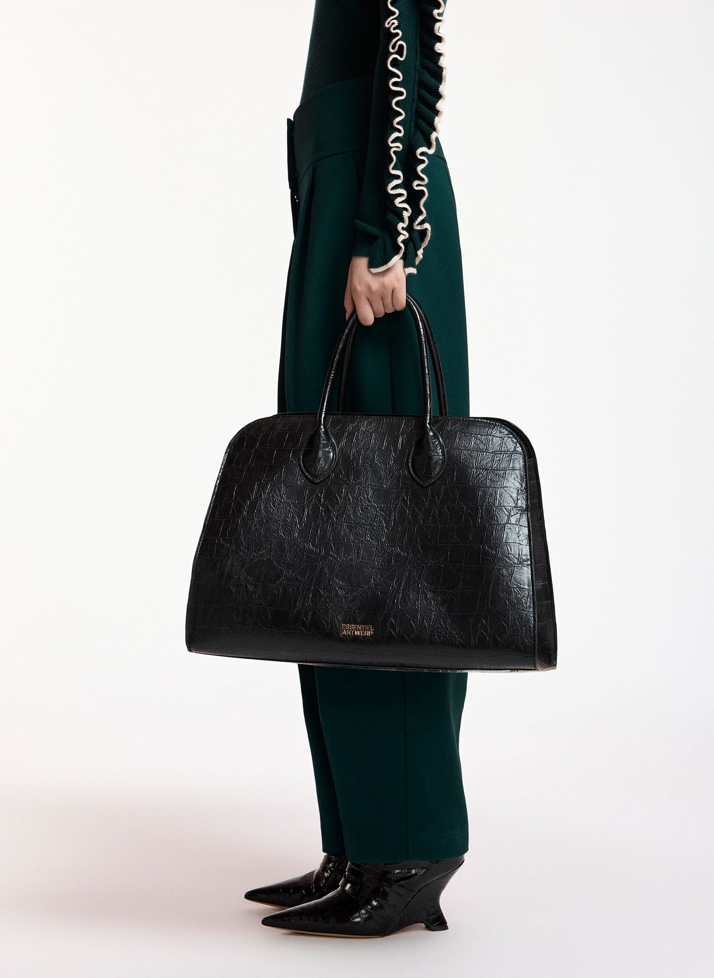 Sac cabas effet peau de crocodile katarina ESSENTIEL ANTWERP Noir