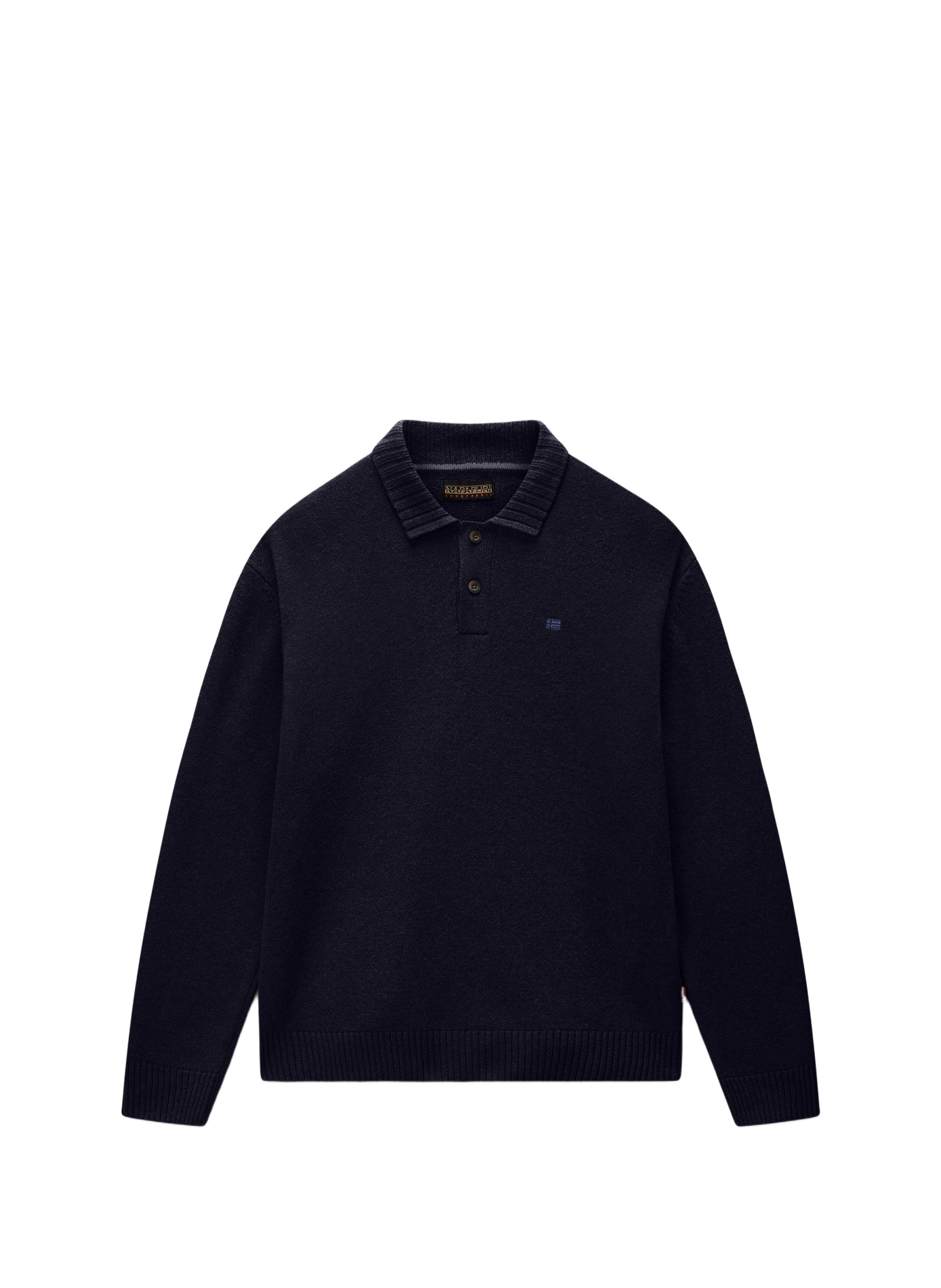 Gerader einfarbiger Langarm-Poloshirt NAPAPIJRI Blau