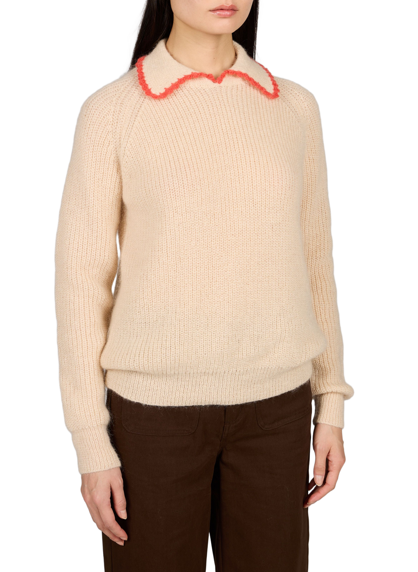 Polo met rechte kraag van gemengde wol GARANCE Beige