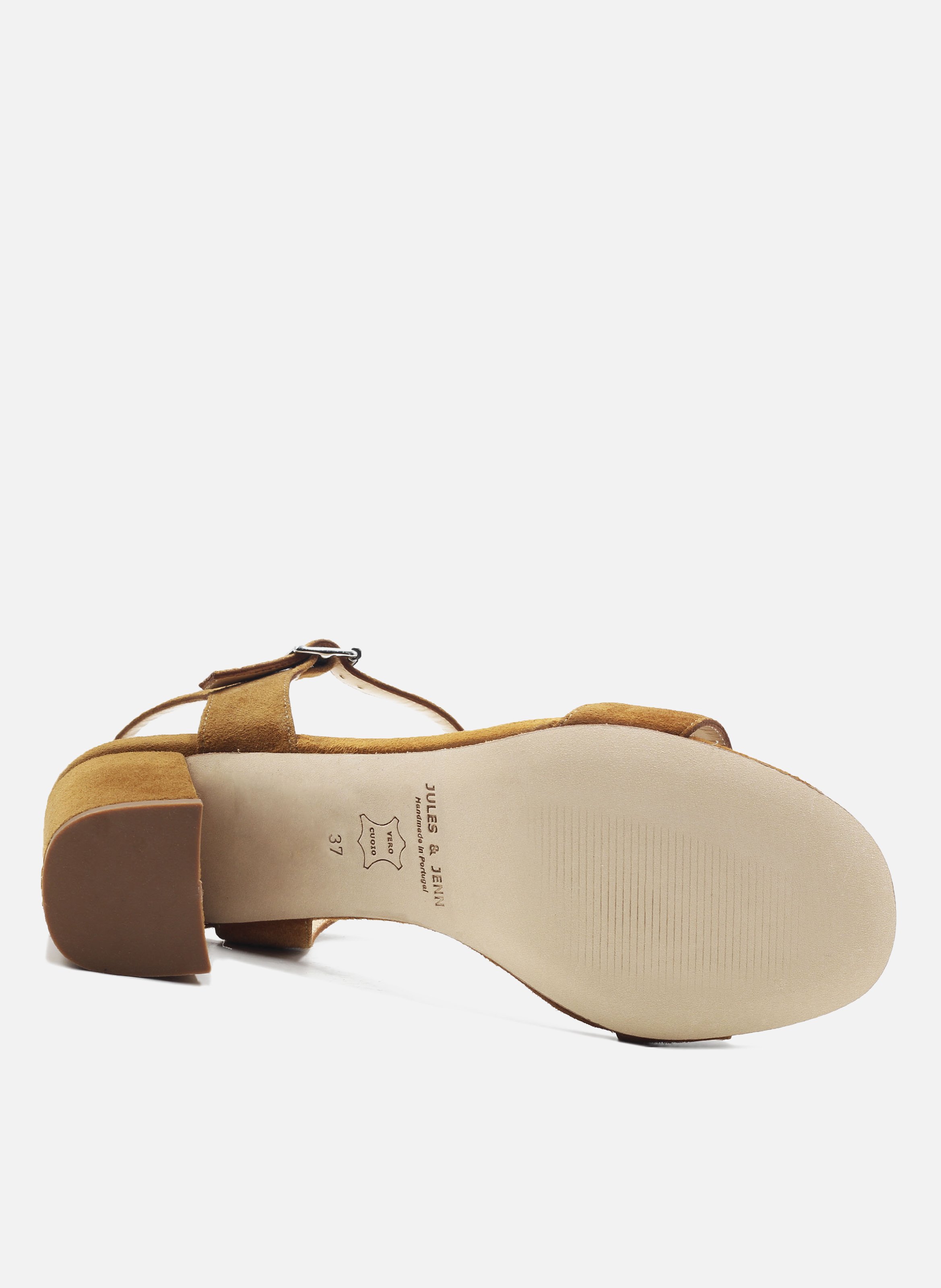 Sandales moyen talon cuir daim Marron