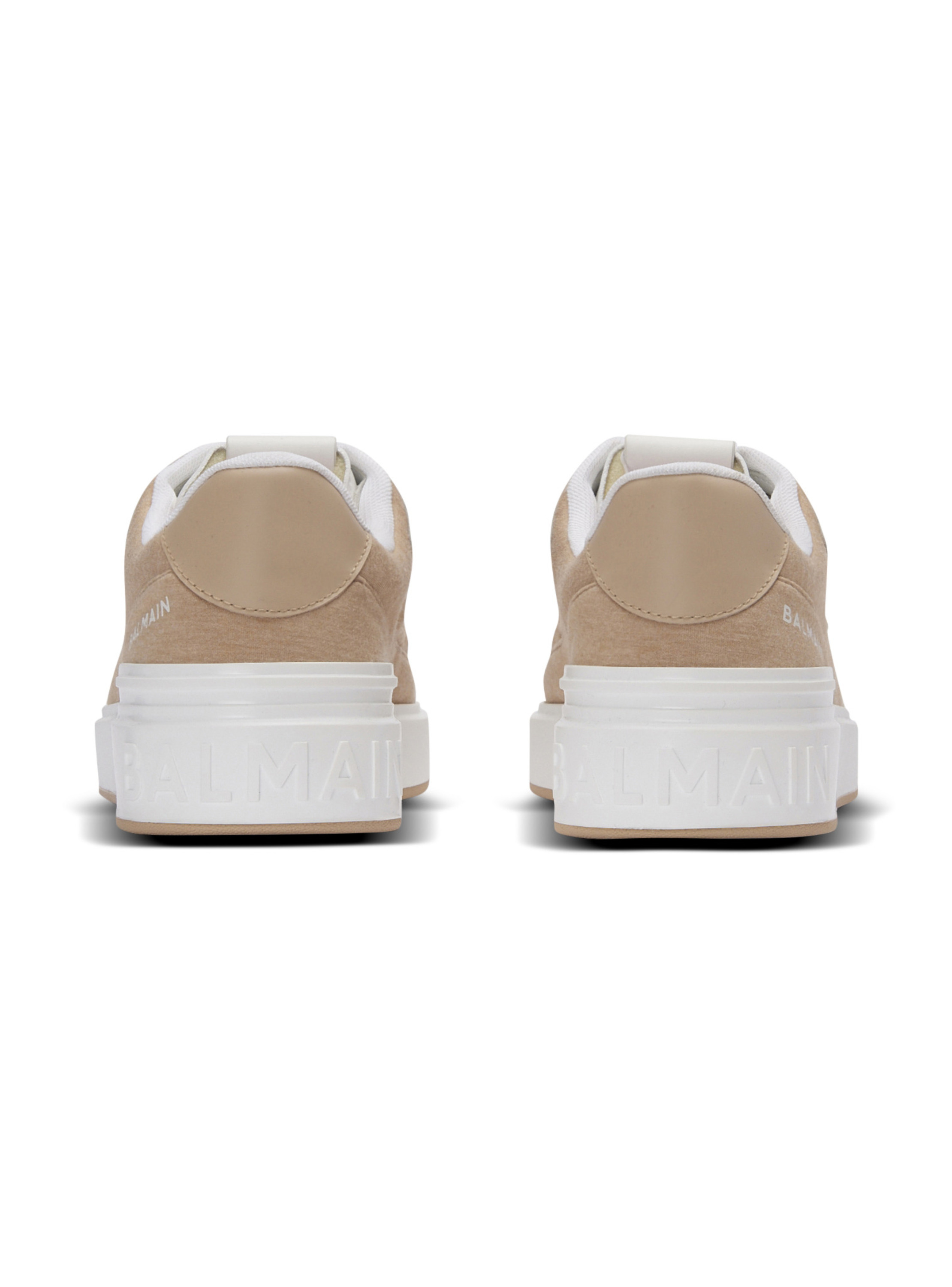 Baskets b-court skate en molleton et cuir de veau BALMAIN Beige