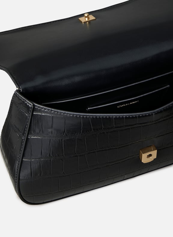 Croc-effect shoulder bag Black by CALVIN KLEIN CALVIN KLEIN Croc-effect shoulder bag Black