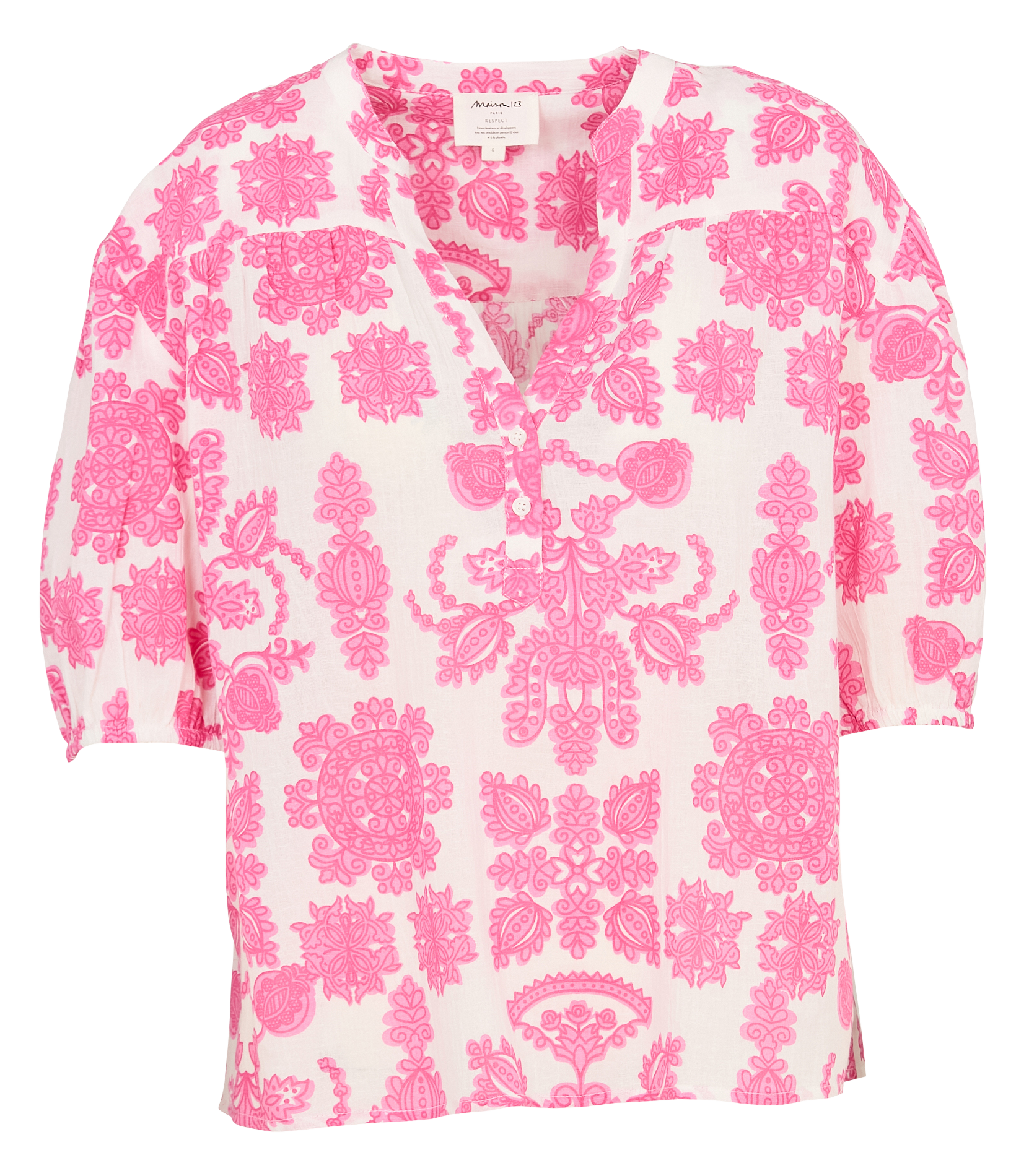 Blouse droite en coton mélangé imprimé sun MAISON 123 Rose
