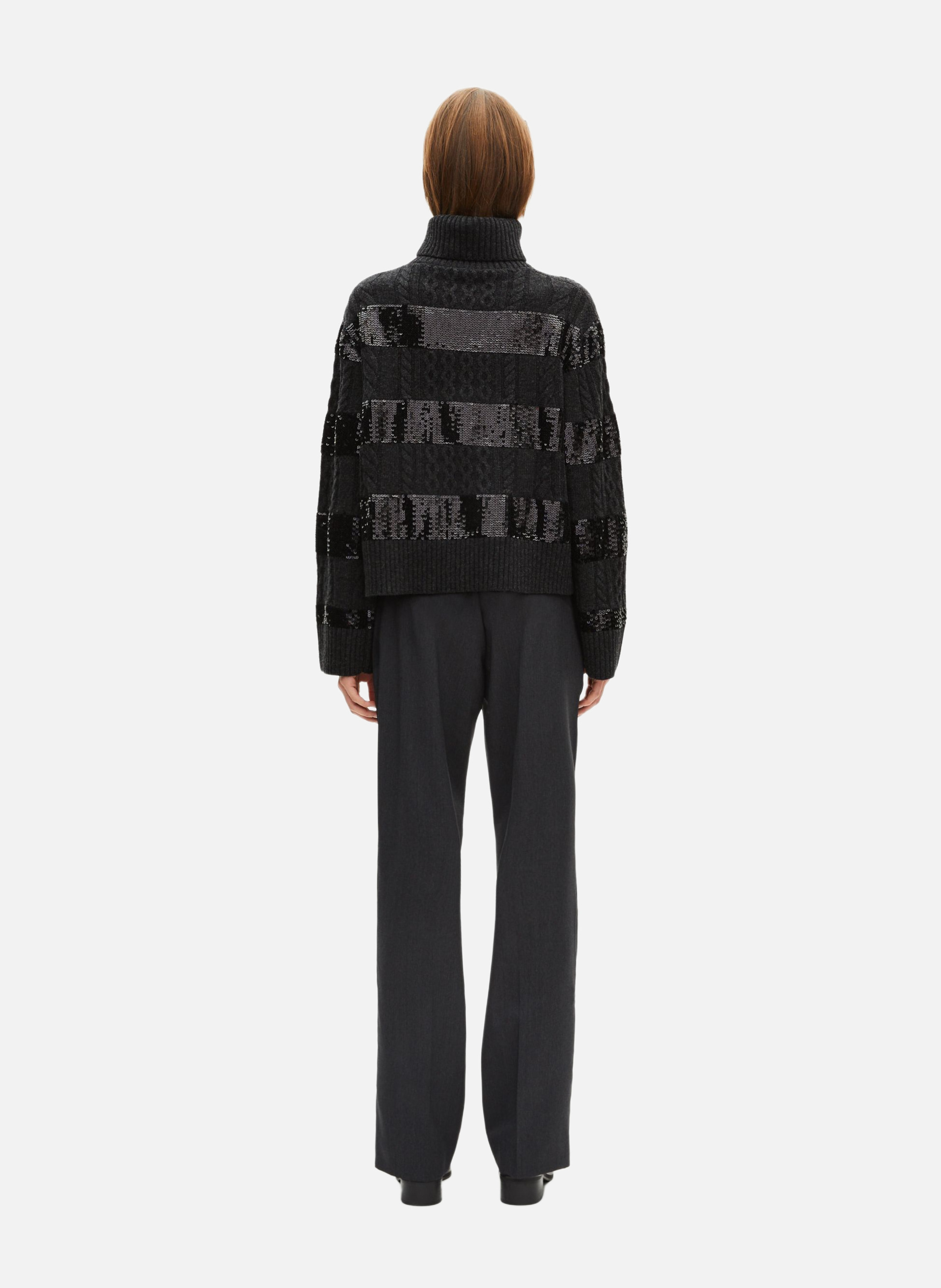 Pull col roulé avec bandes en sequins THE KOOPLES Gris