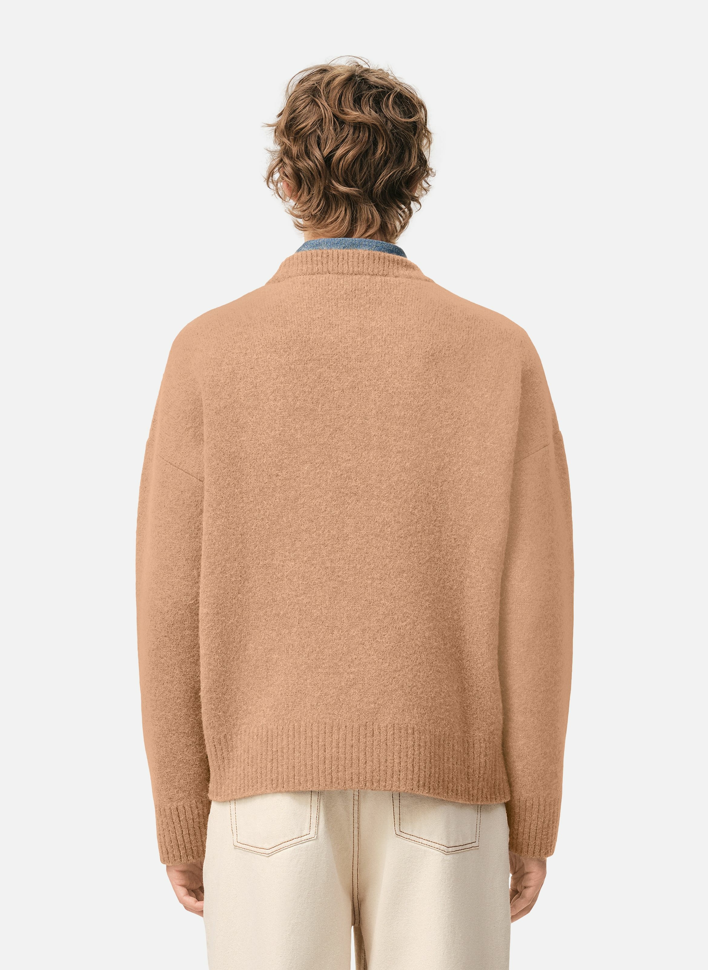 Pull col rond ami de coeur en alpaga unisexe AMI PARIS Marron