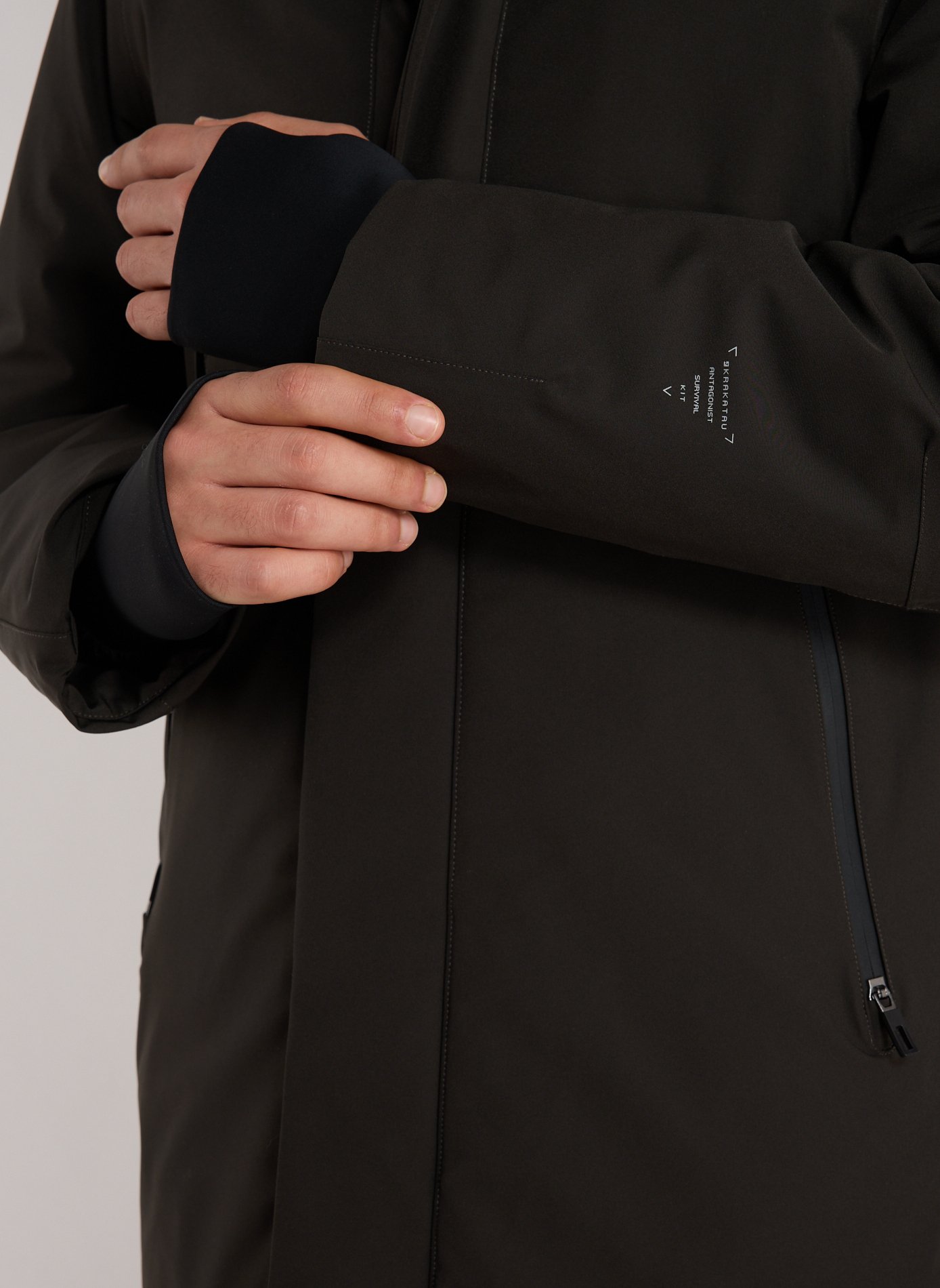 High-neck hooded parka KRAKATAU Khaki