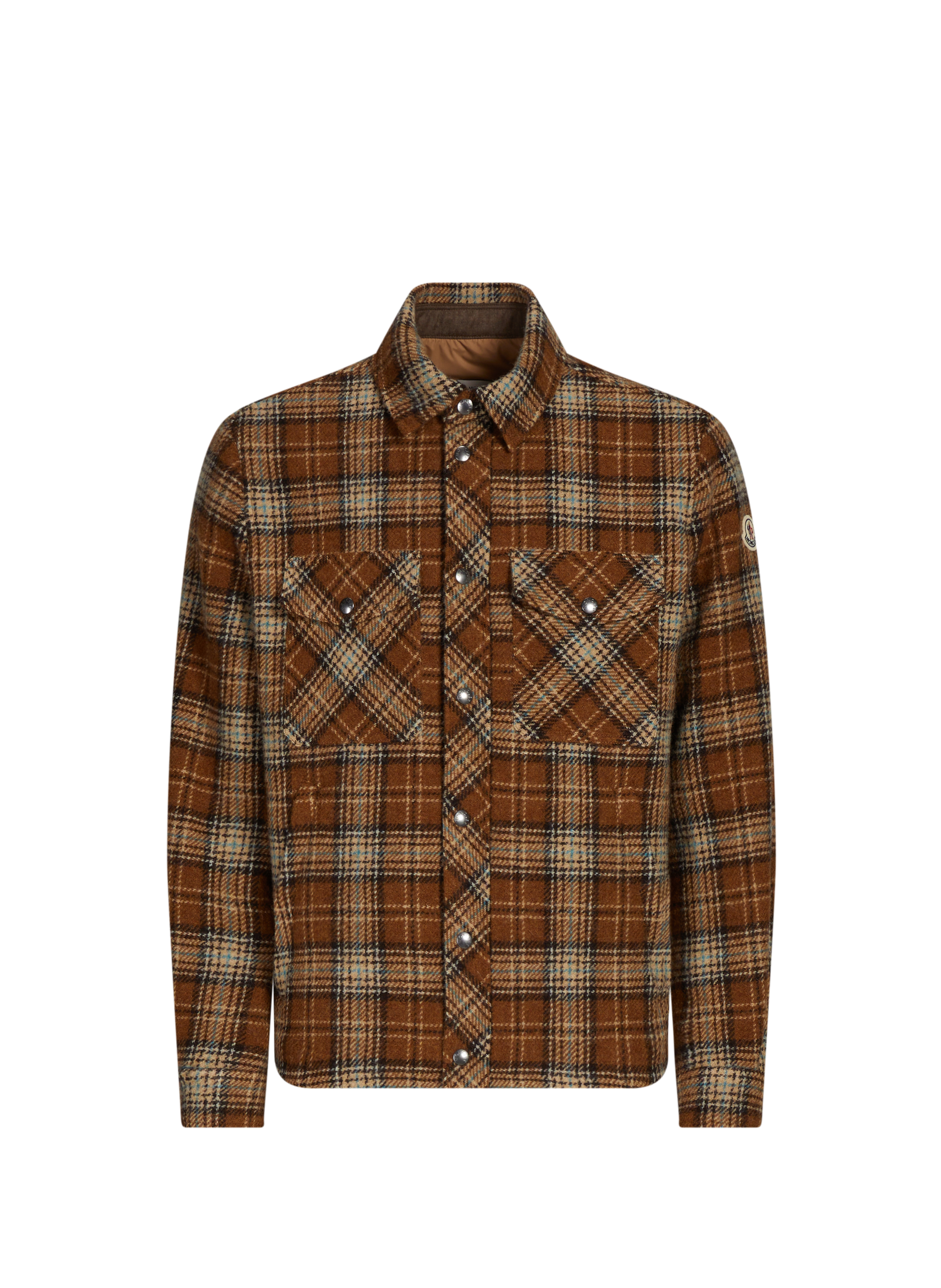 MONCLER Chemise à carreaux col classique Beige