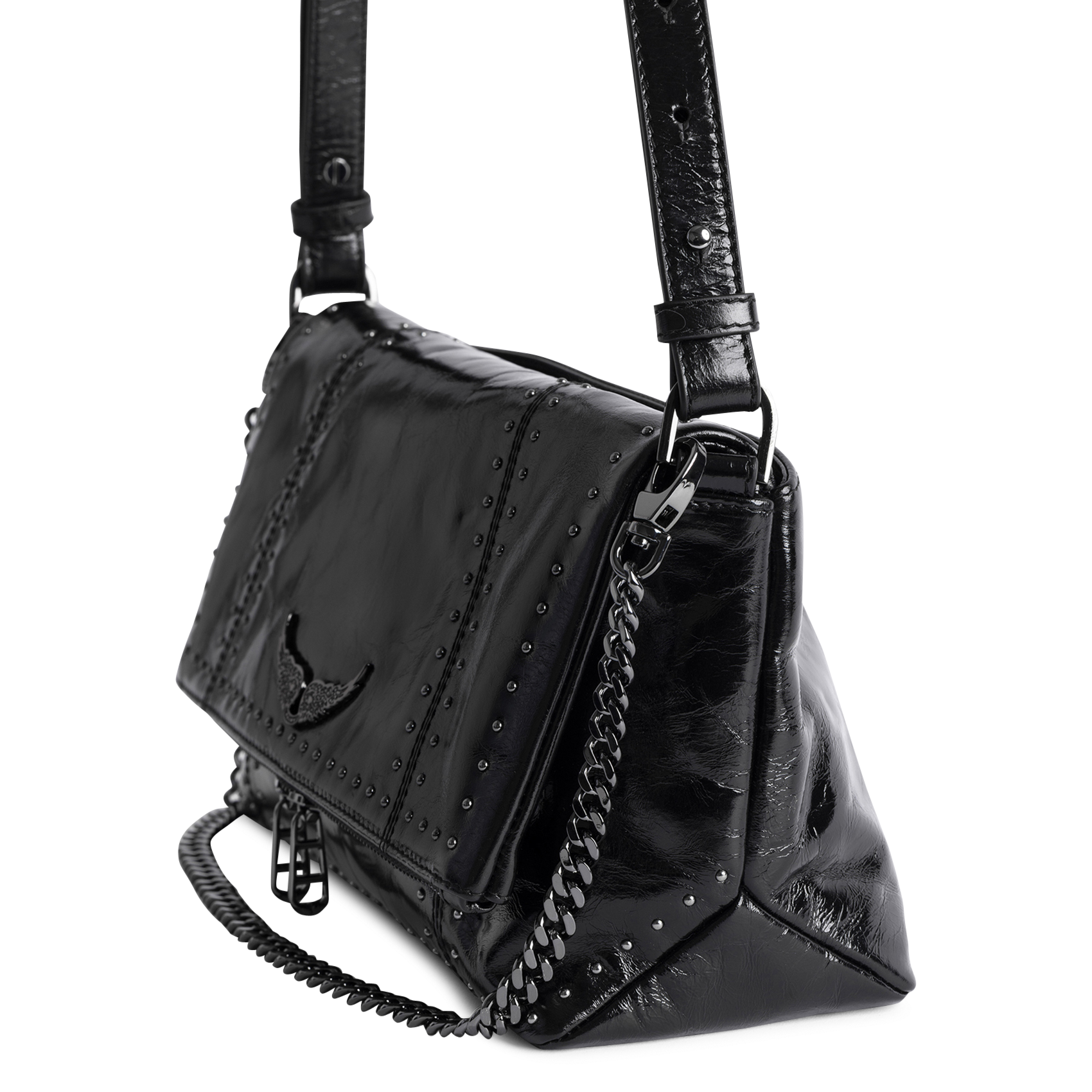 Sac bandoulière en cuir verni rocky ii ZADIG&VOLTAIRE Noir