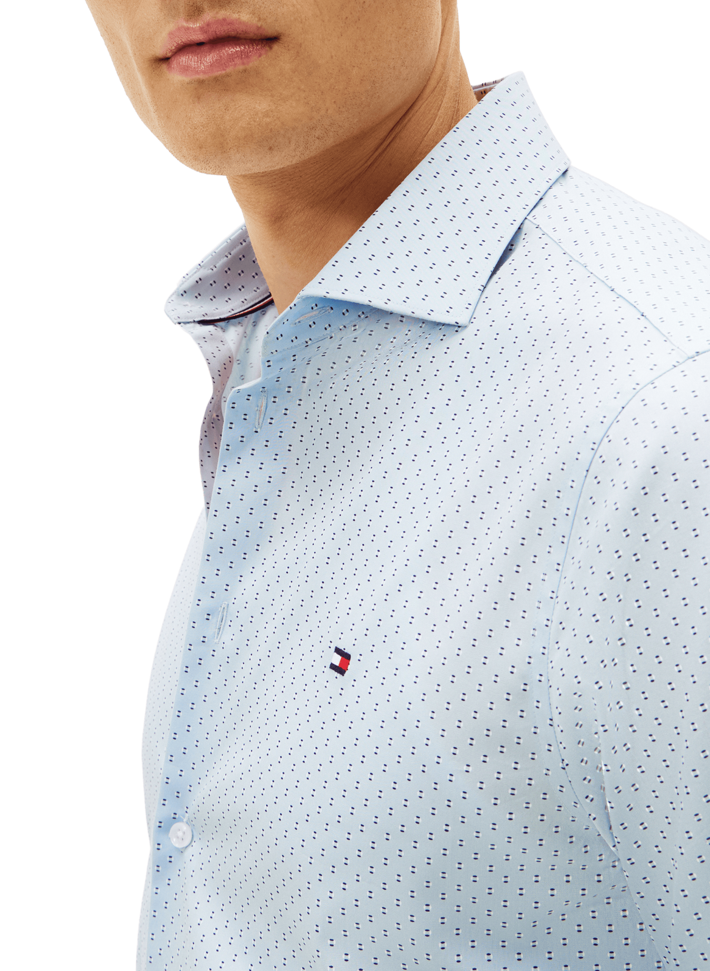 Chemise manches longues à motif en coton  TOMMY HILFIGER Bleu