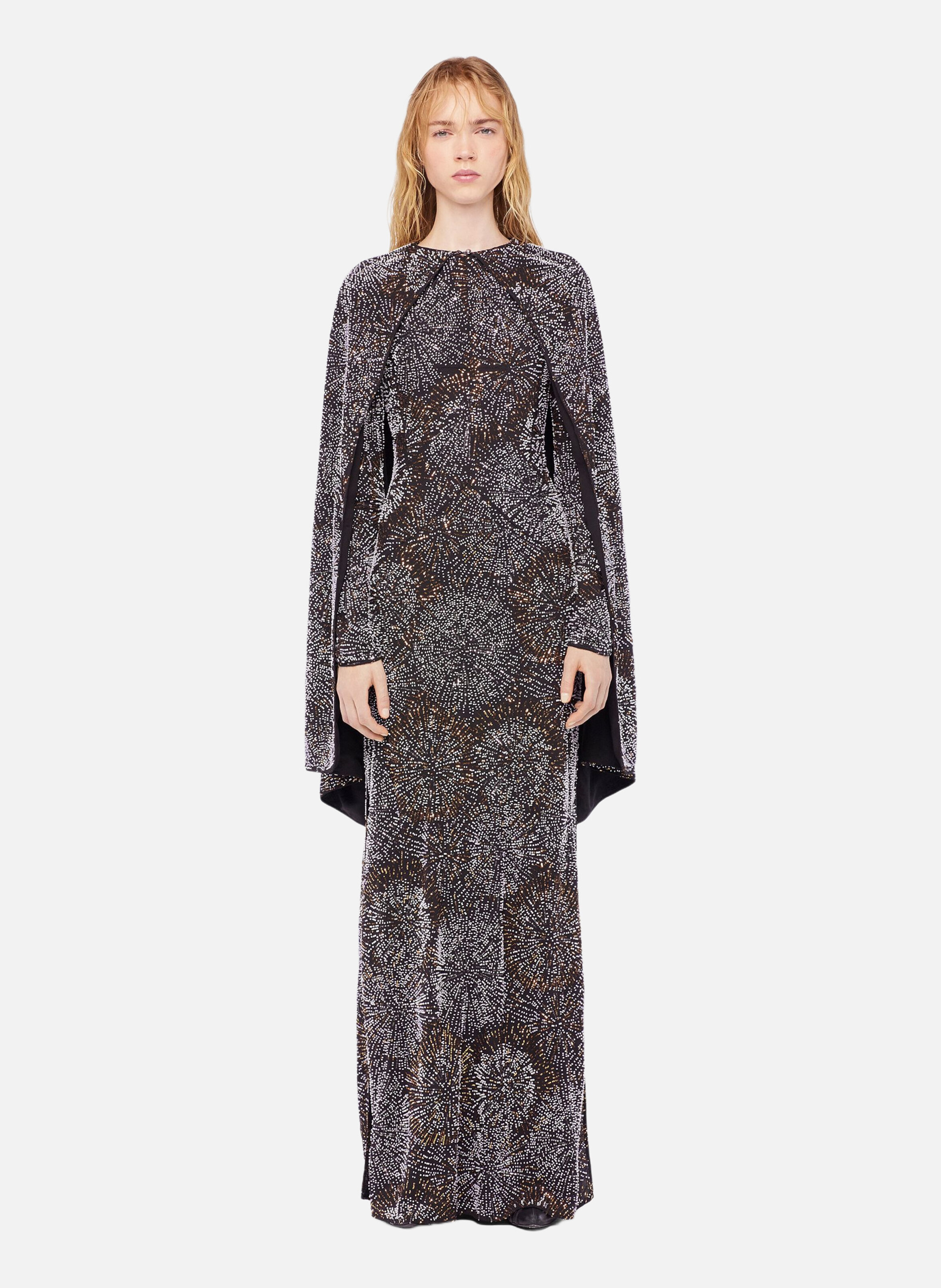 Robe en crêpe avec broderies de perles RABANNE Noir