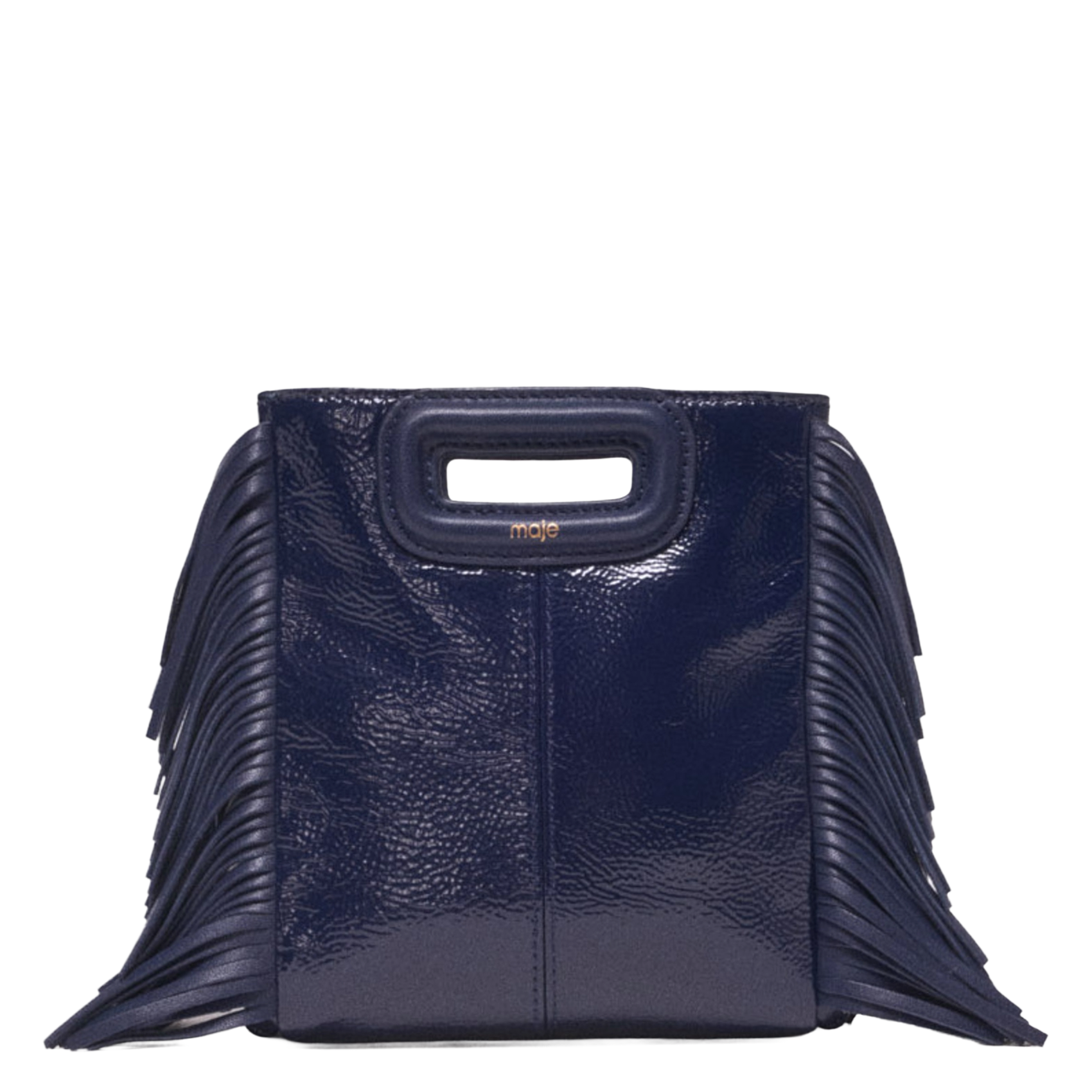 Sac bandoulière en cuir m mini MAJE Bleu