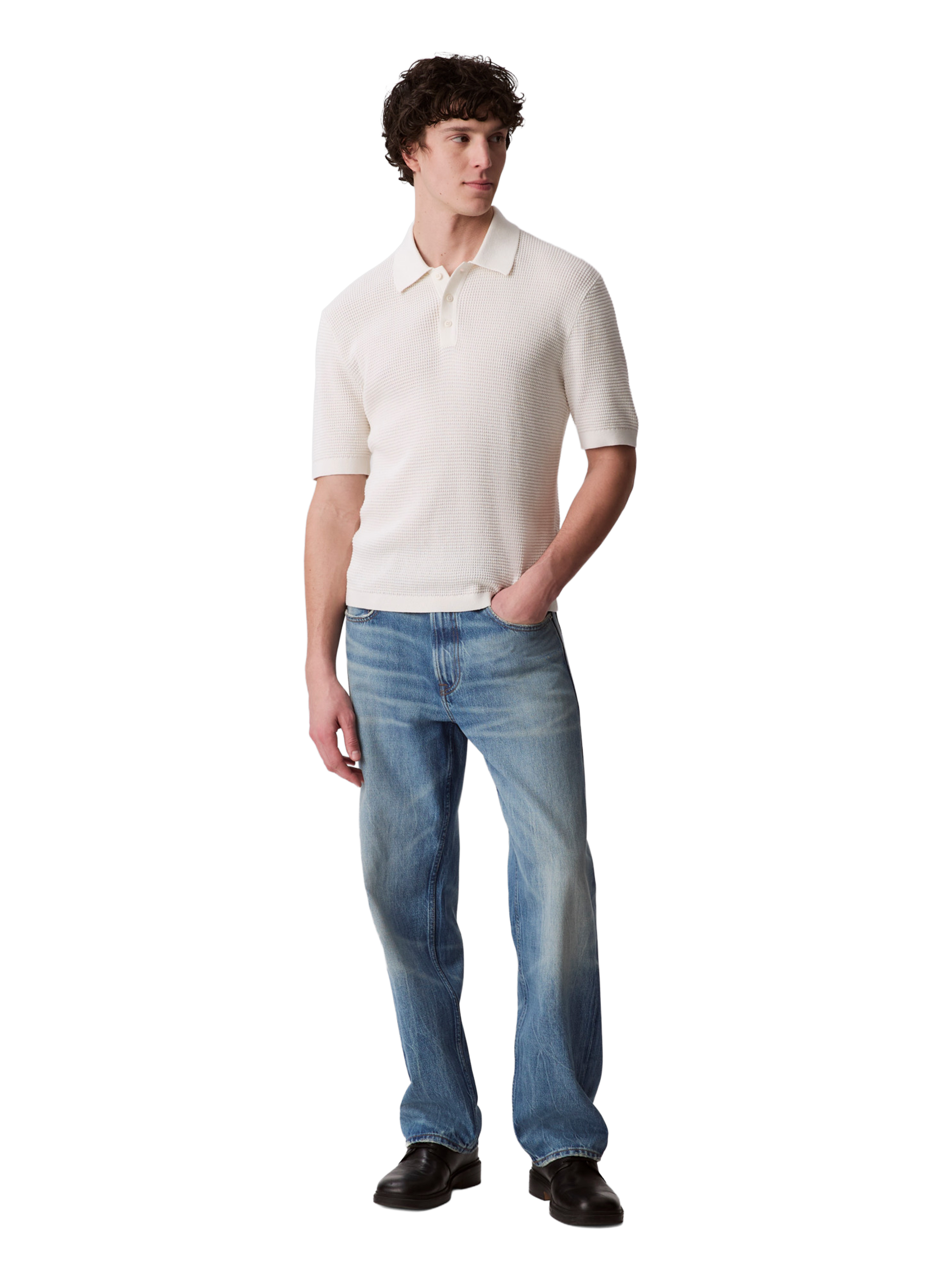 Polo texturé CALVIN KLEIN Blanc