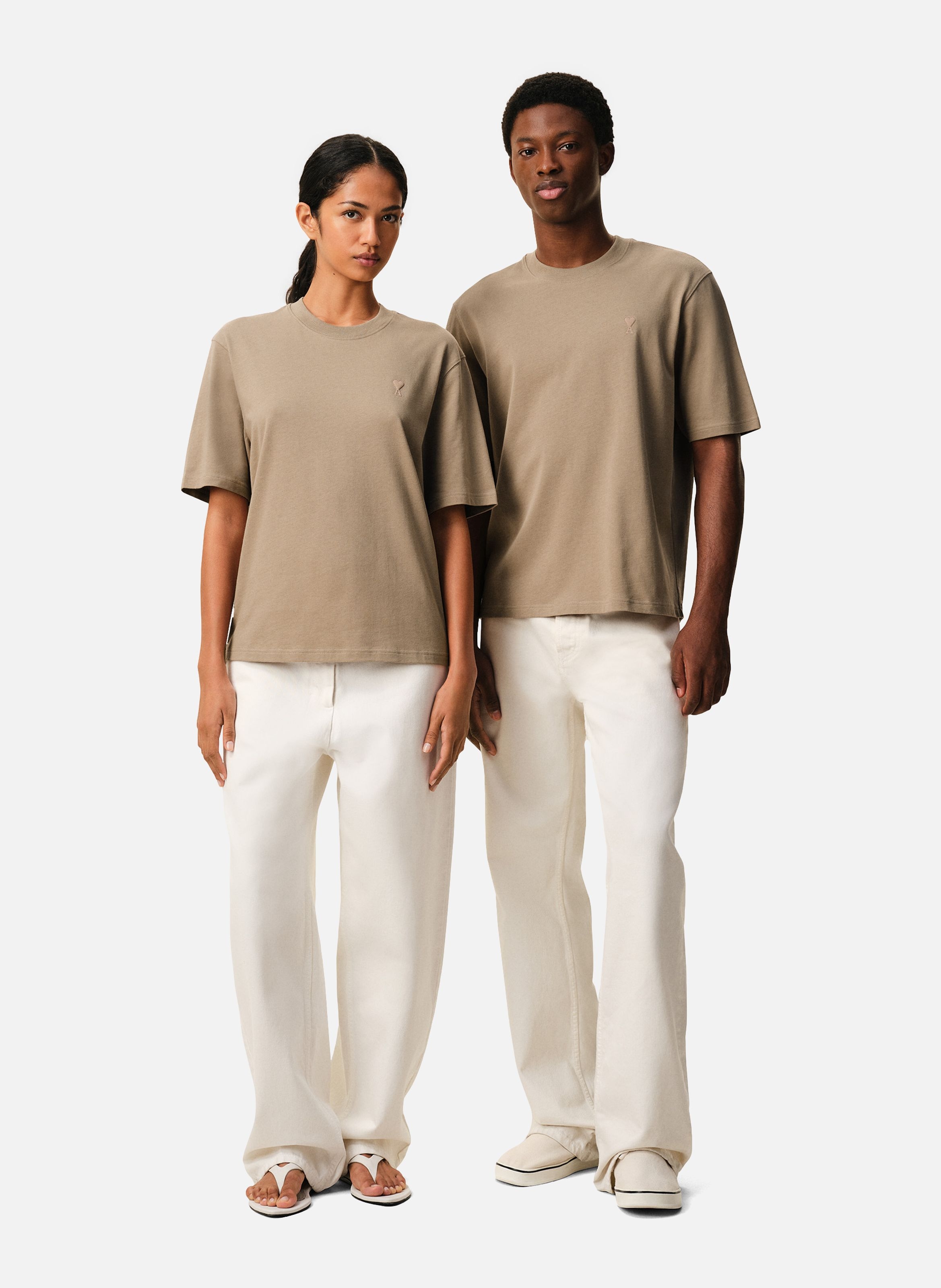 T-shirt Ami De Coeur En Coton unisexe AMI PARIS Beige