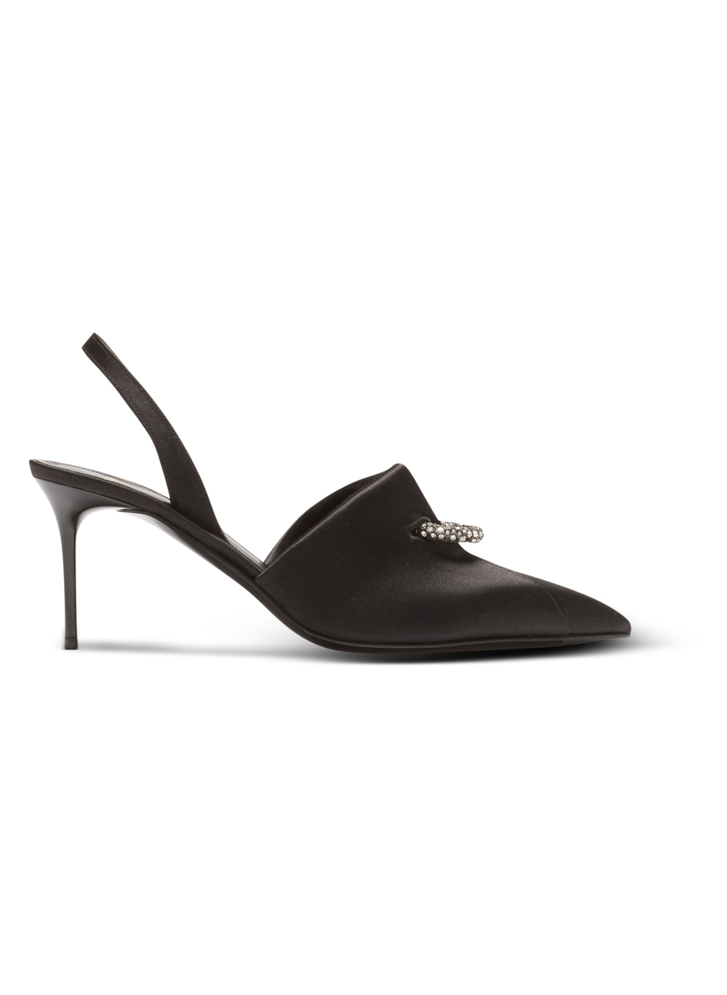 Escarpins en satin avec piercing BALMAIN Noir