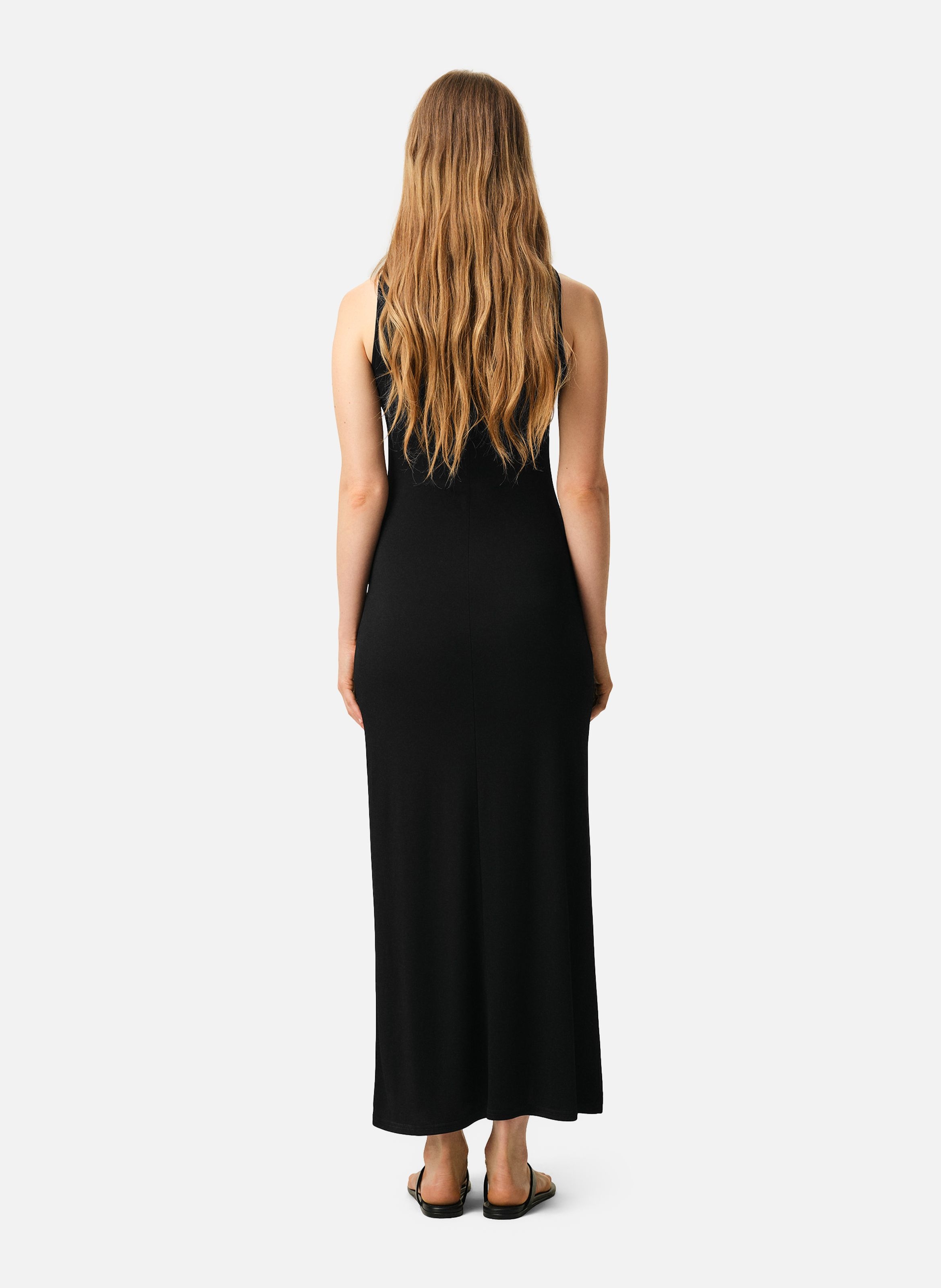 Robe longue lavallière en jersey AMI PARIS Noir