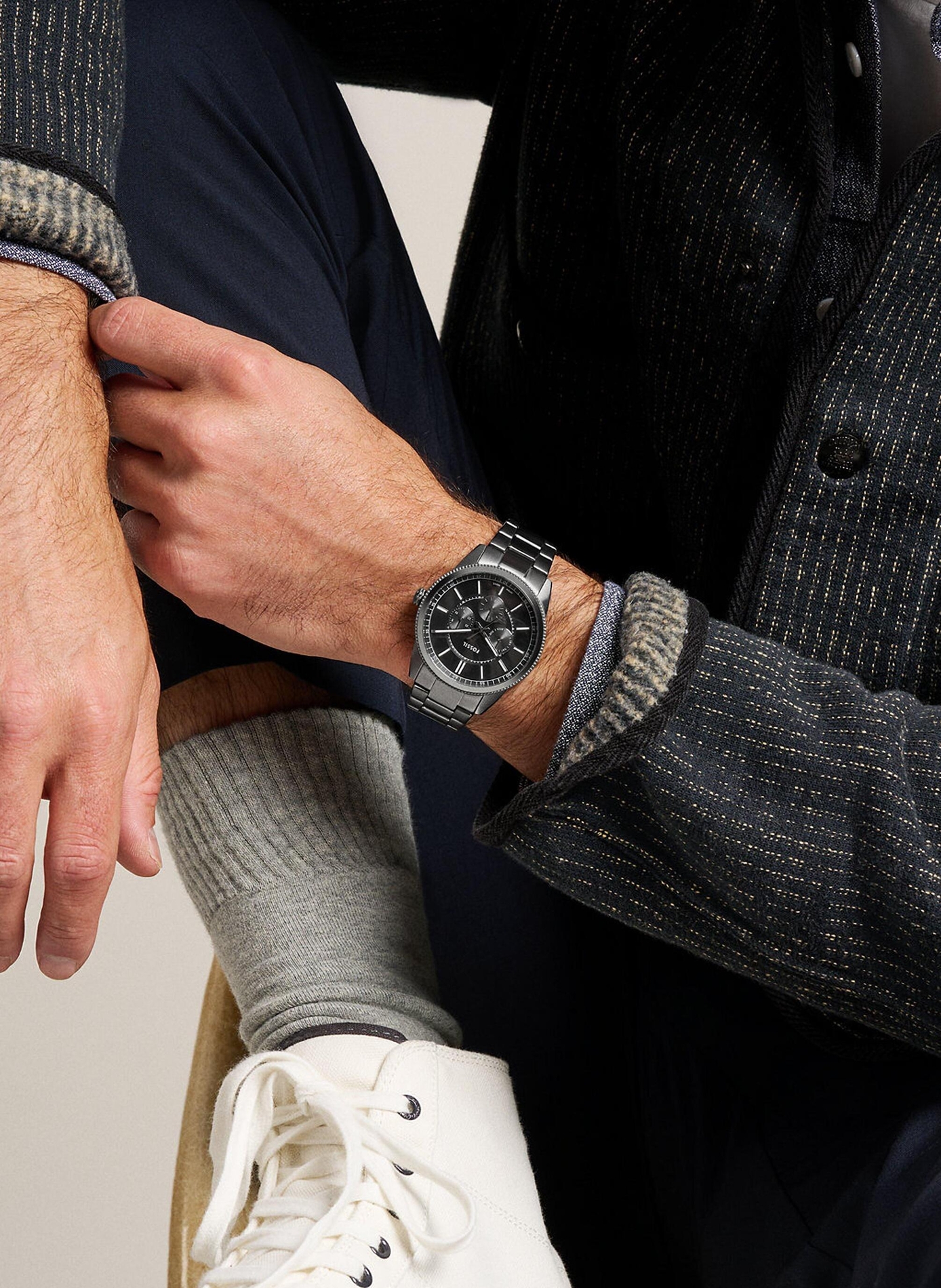 Montre Pearson en acier FOSSIL Noir