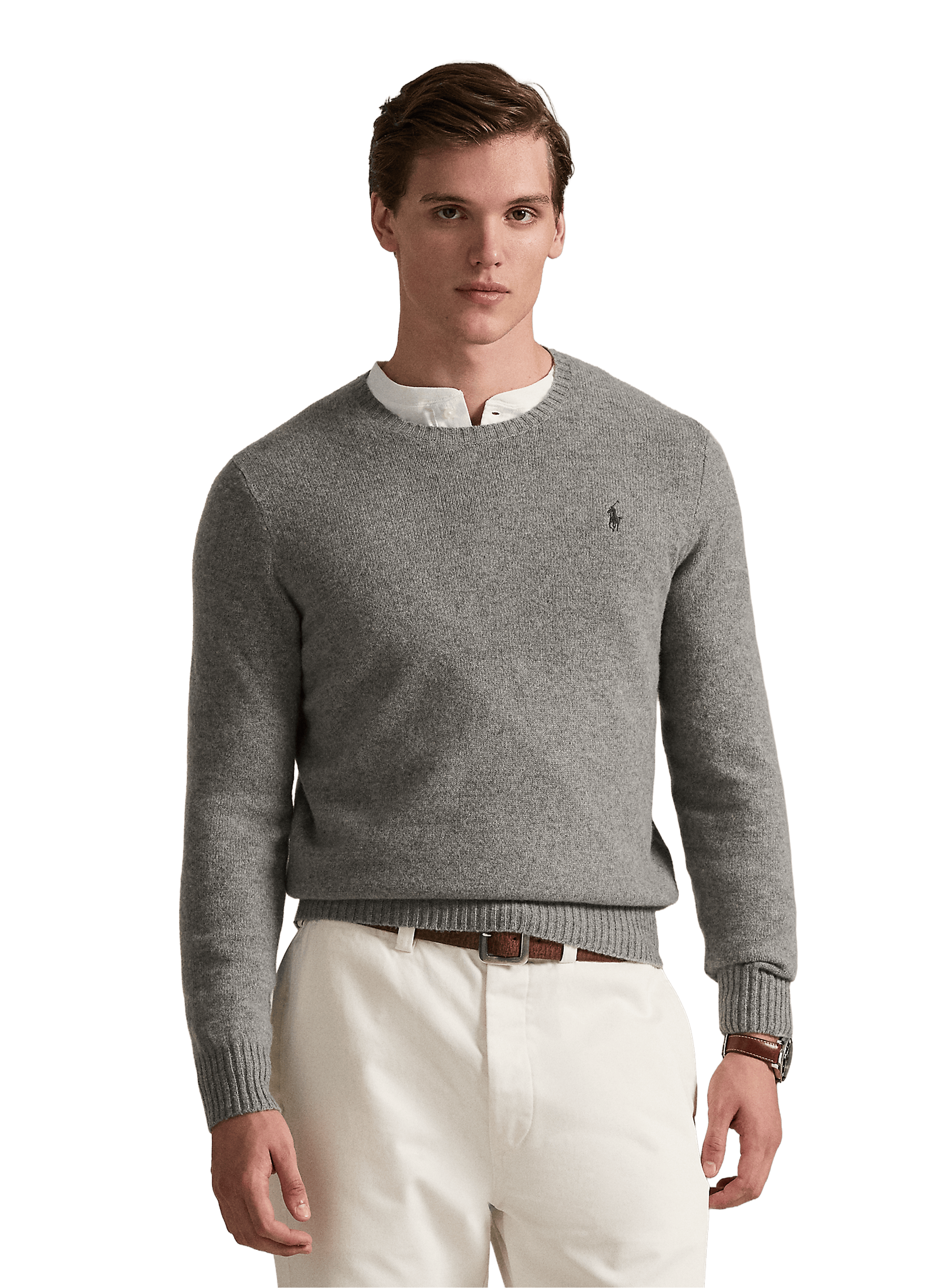 Round-neck wool and cashmere jumper POLO RALPH LAUREN Grey