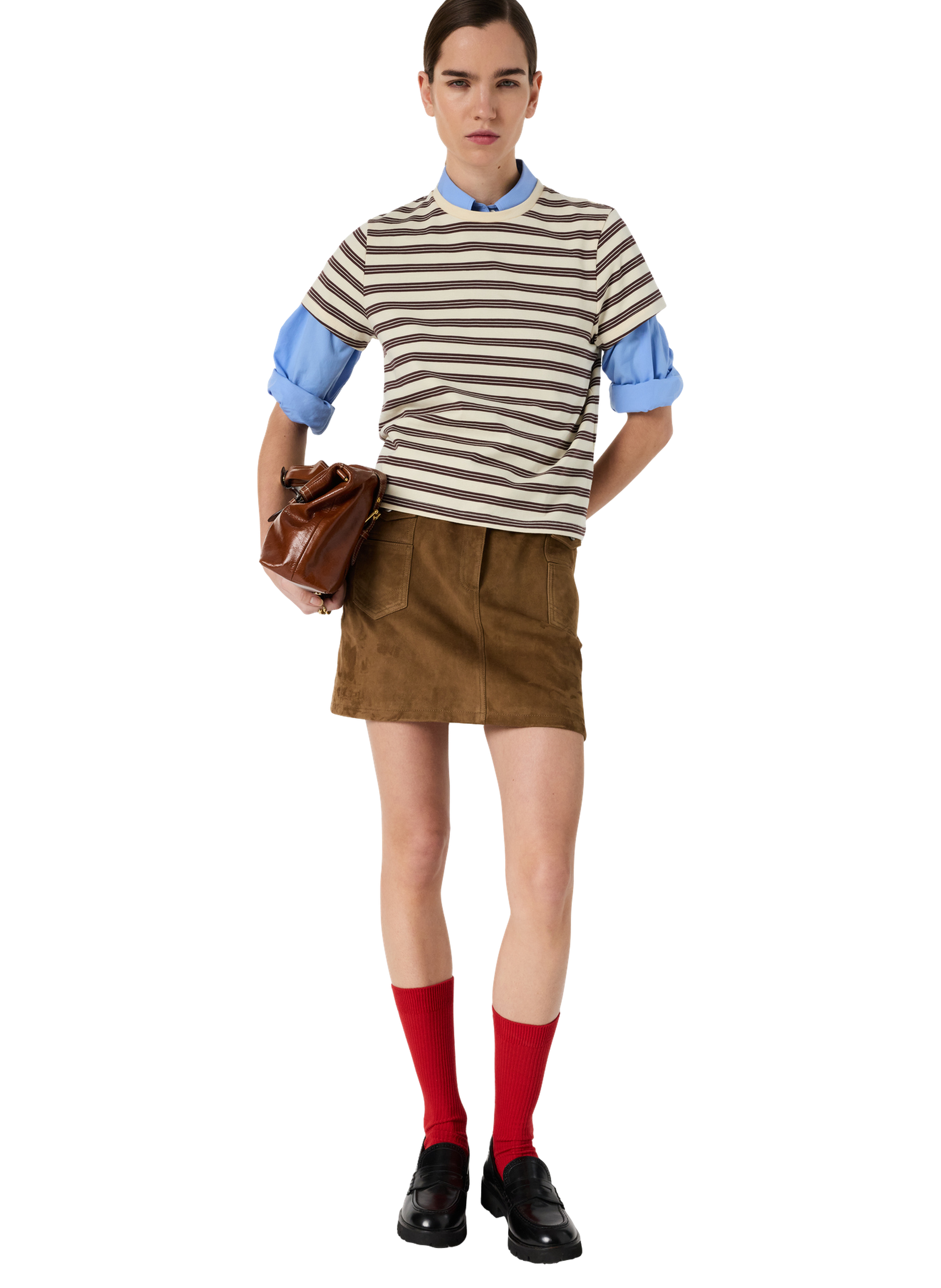 T-shirt rayé en coton - maysane GERARD DAREL Marron