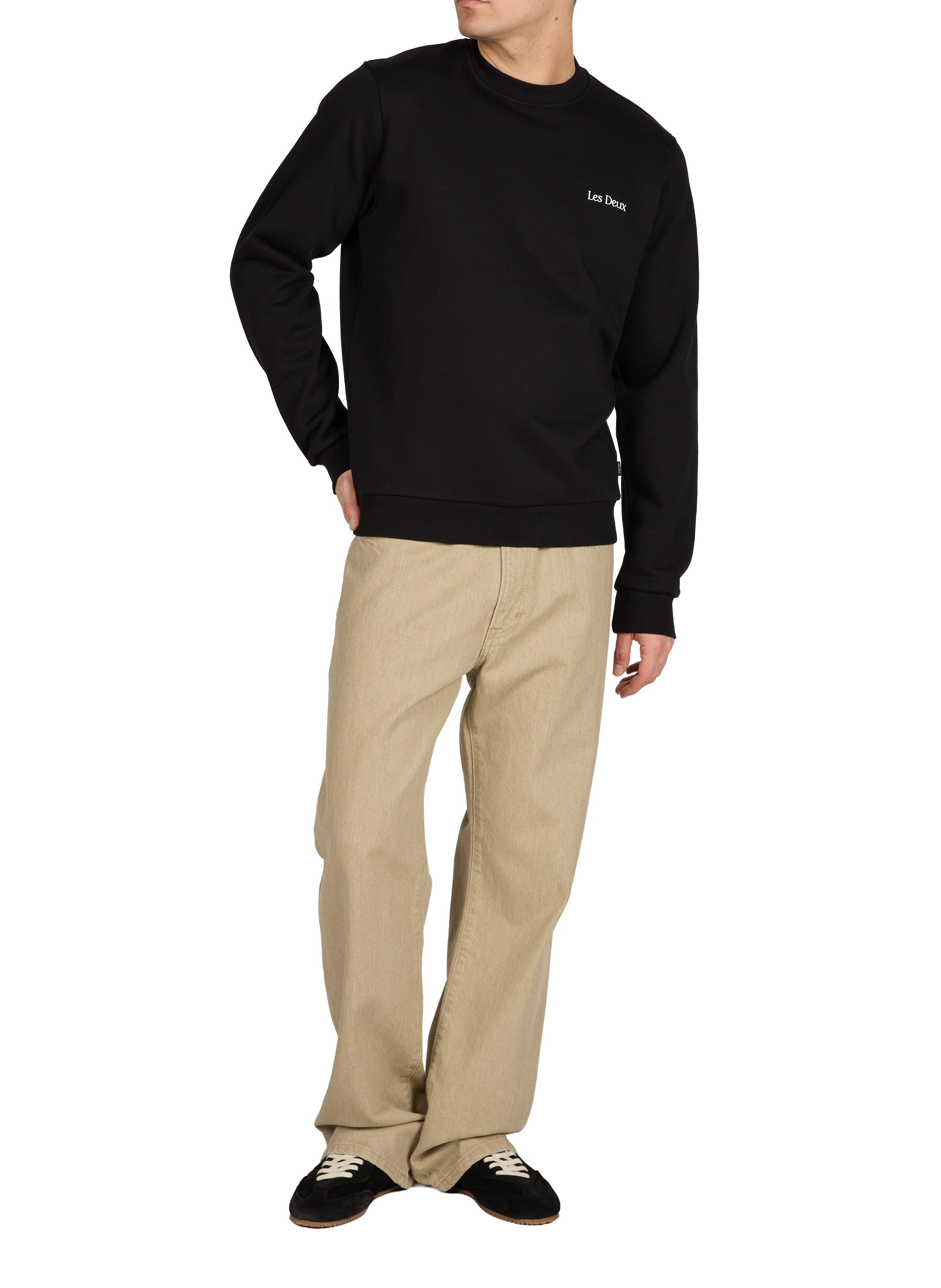 Printed cotton sweatshirt LES DEUX Black