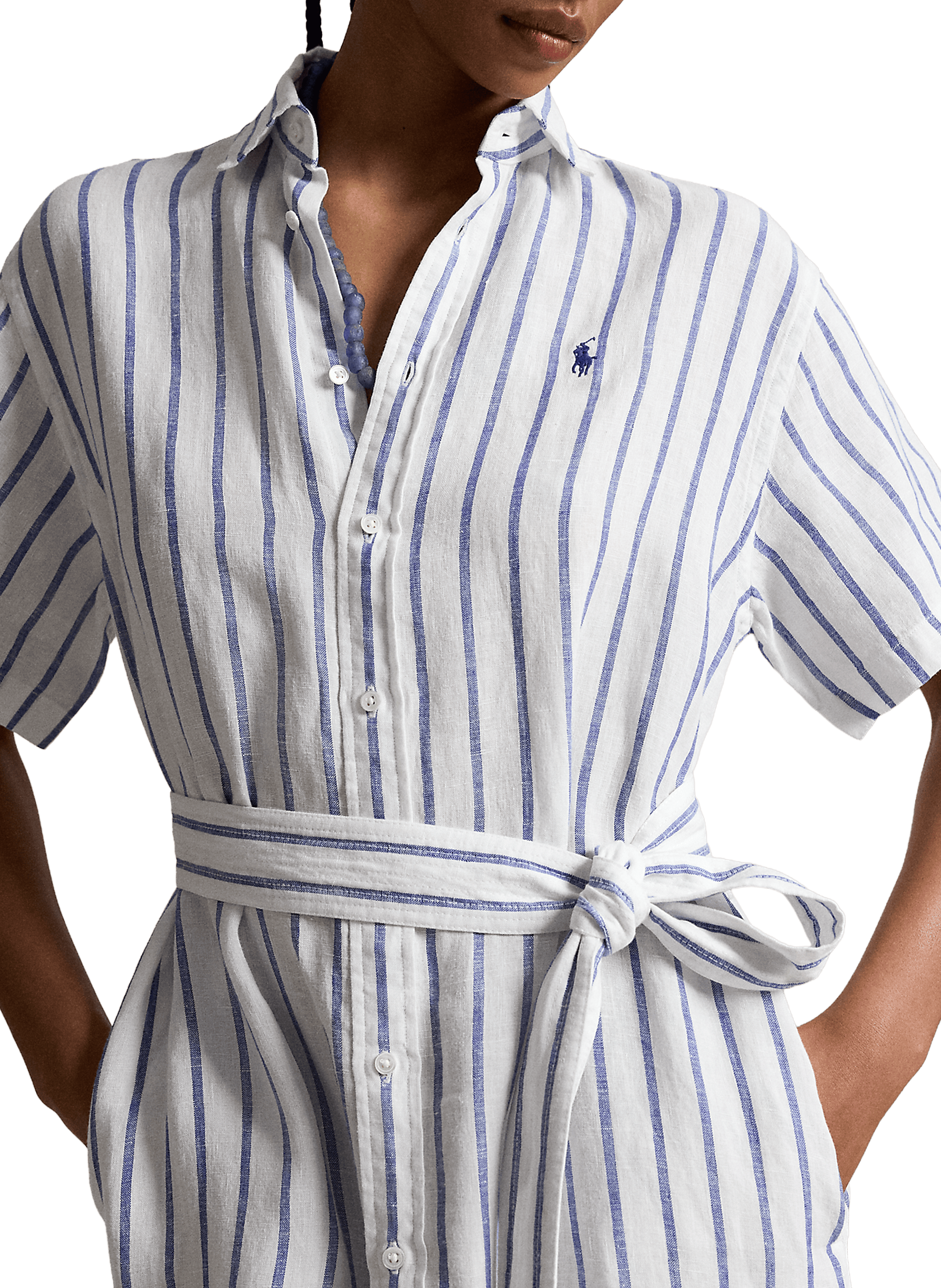 Midi linen shirt dress POLO RALPH LAUREN Blue