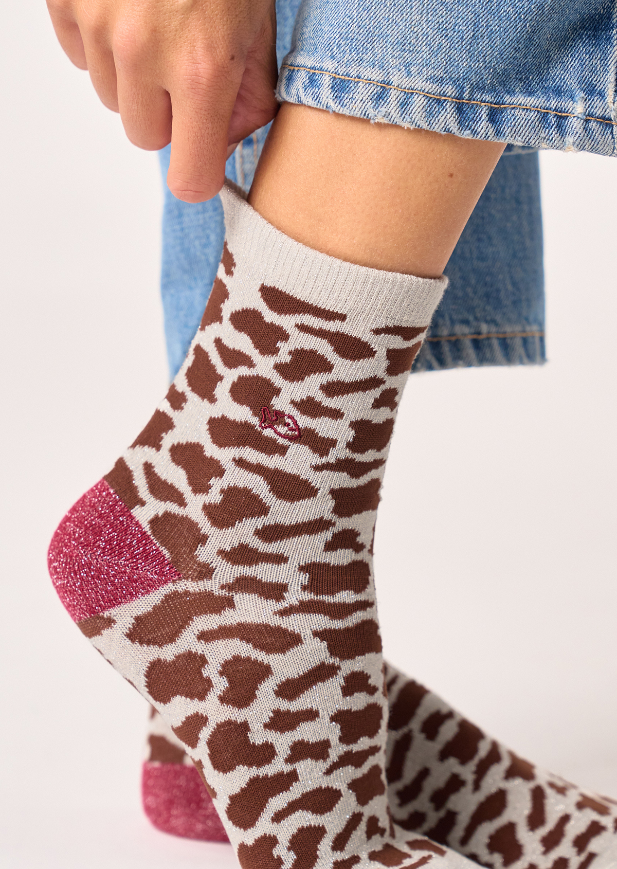 Chaussettes en coton peigné vache BILLYBELT Marron