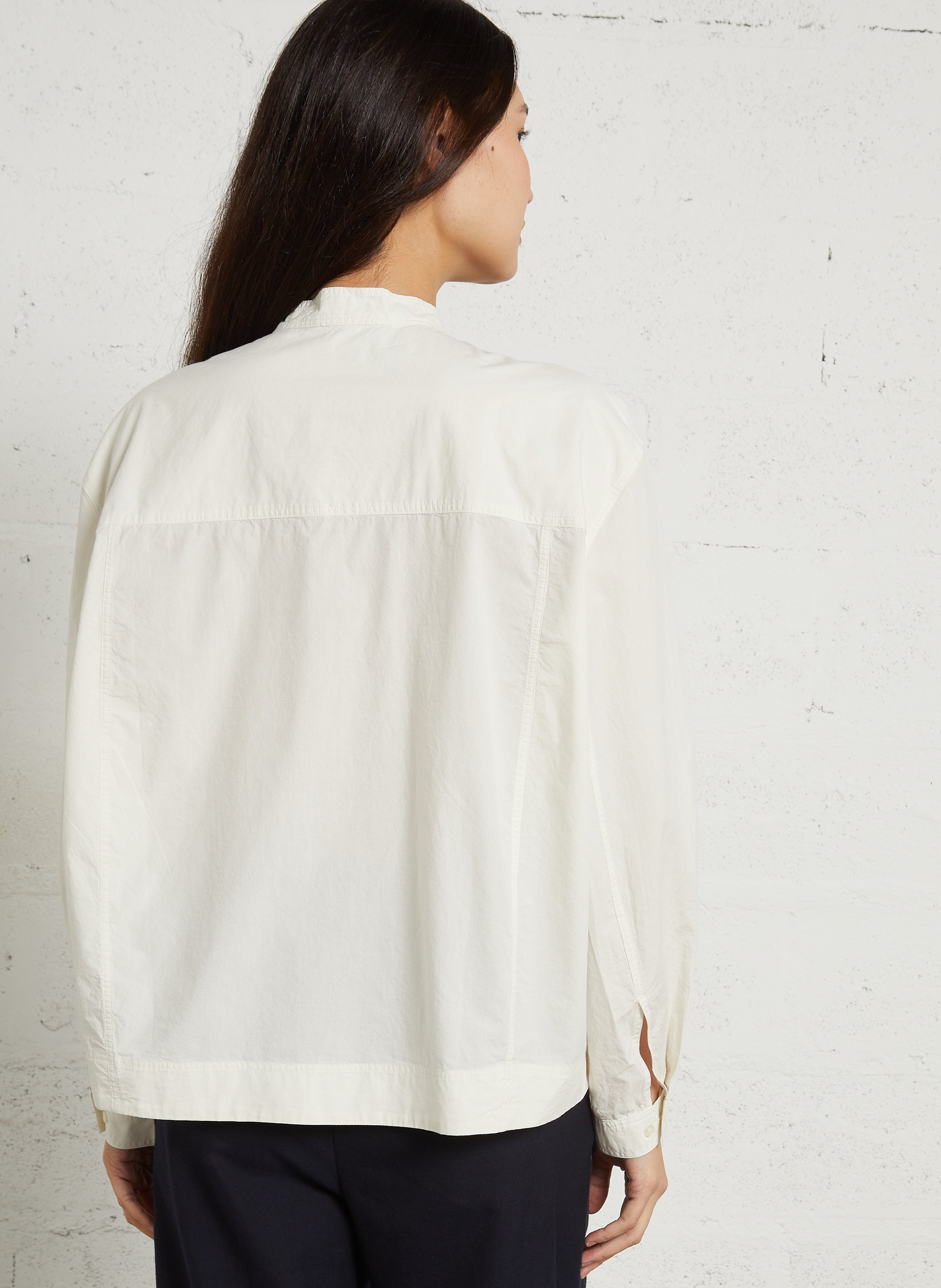 Chemise col rond en coton bio Chypre SOEUR Blanc