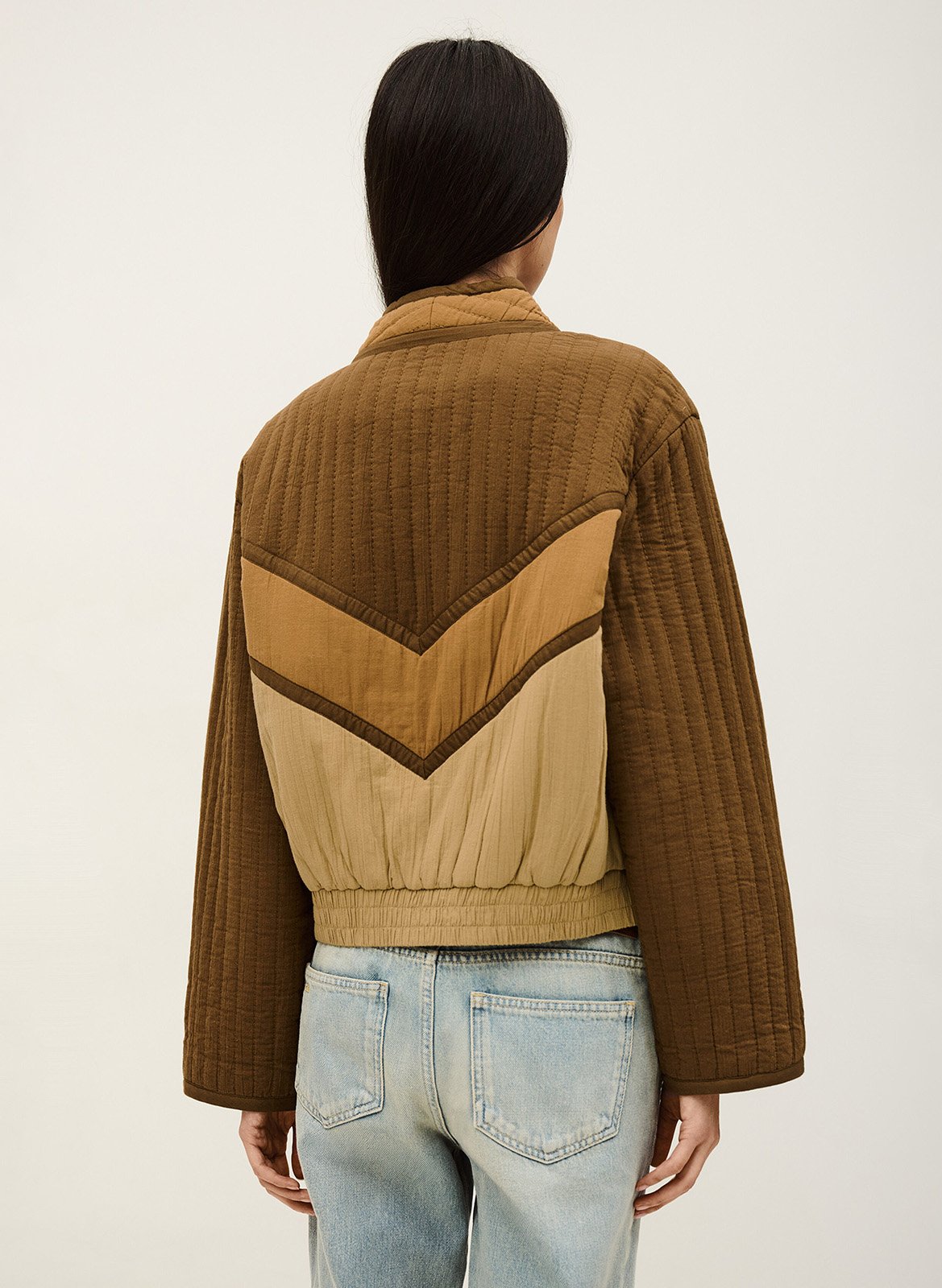 Veste patchwork courte en coton cisca BA&SH Marron