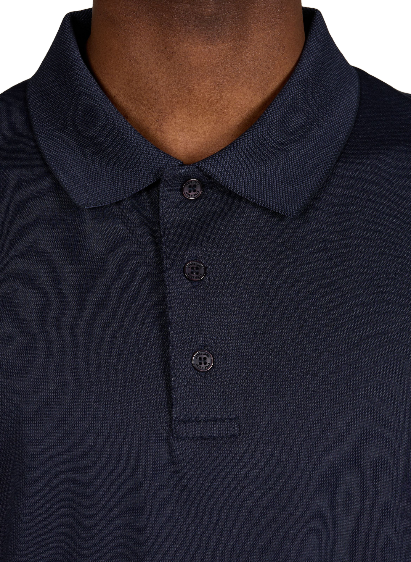 Solid short-sleeve polo in blended cotton STRELLSON Blue