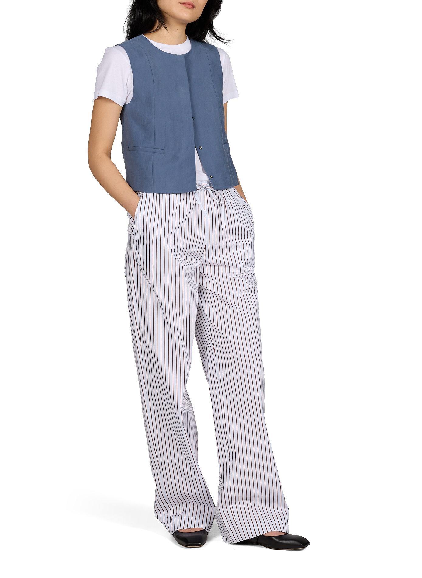 Sleeveless straight vest MSCH Blue