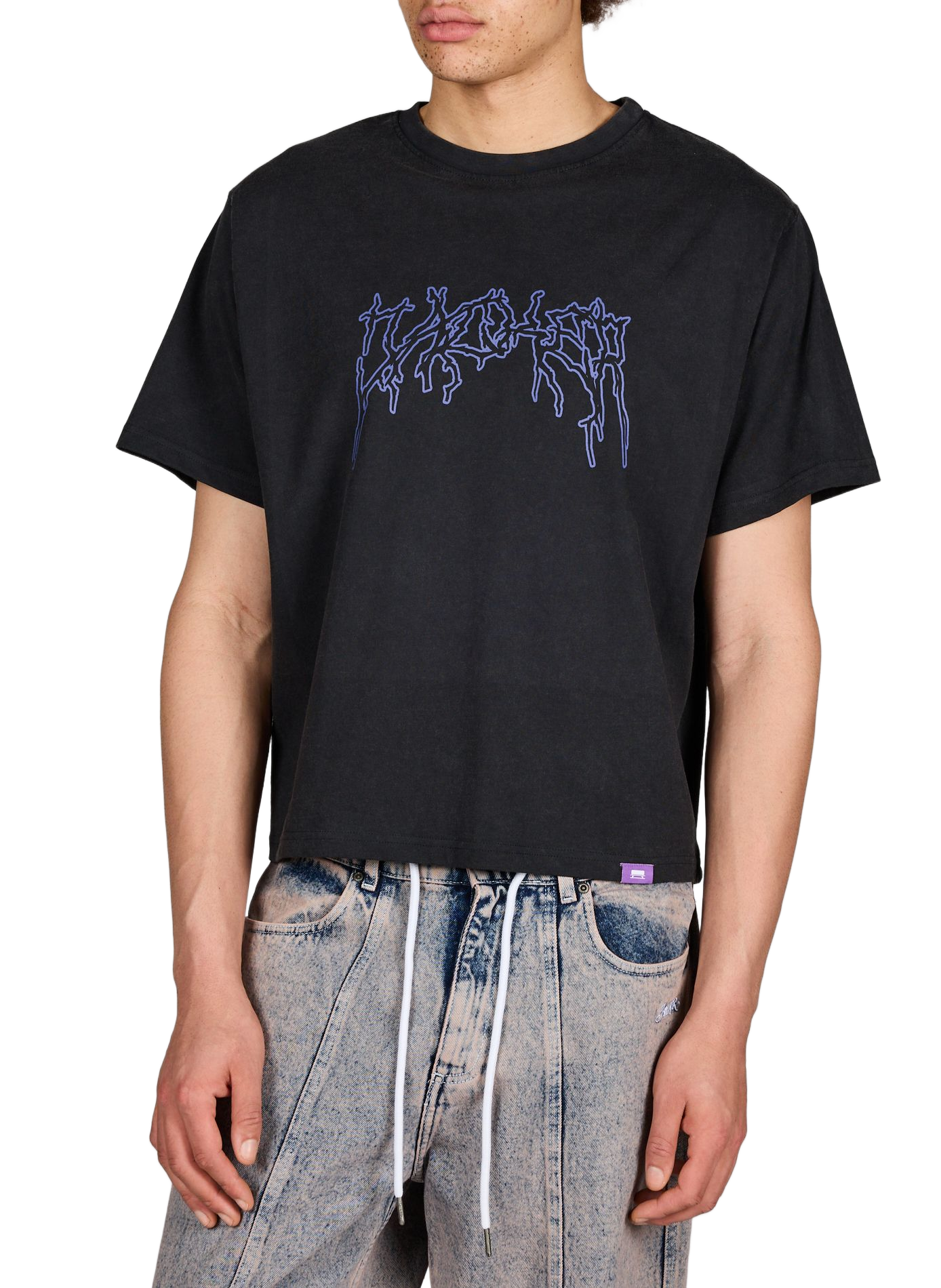 Biker-style cotton t-shirt JACKER. Black