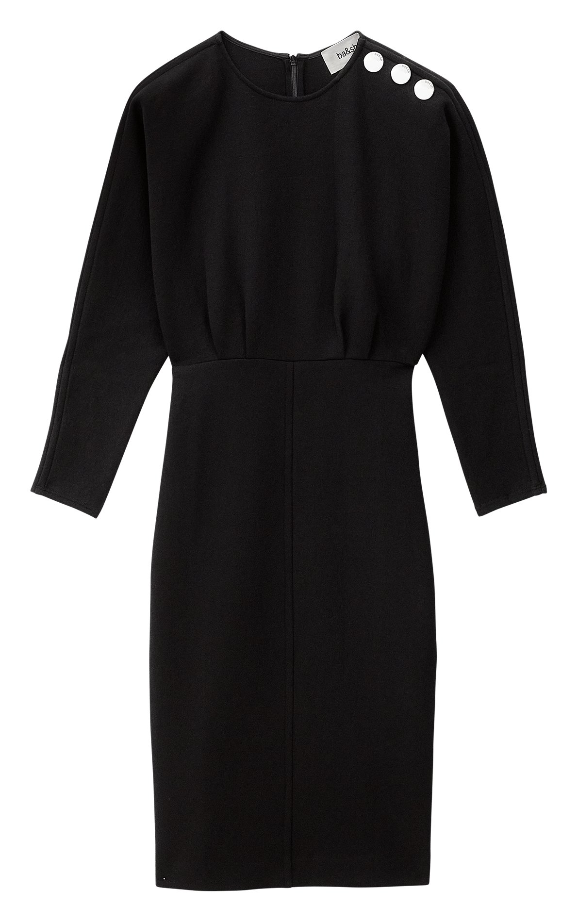 Robe midi col rond en coton mélangé bryt BA&SH Noir
