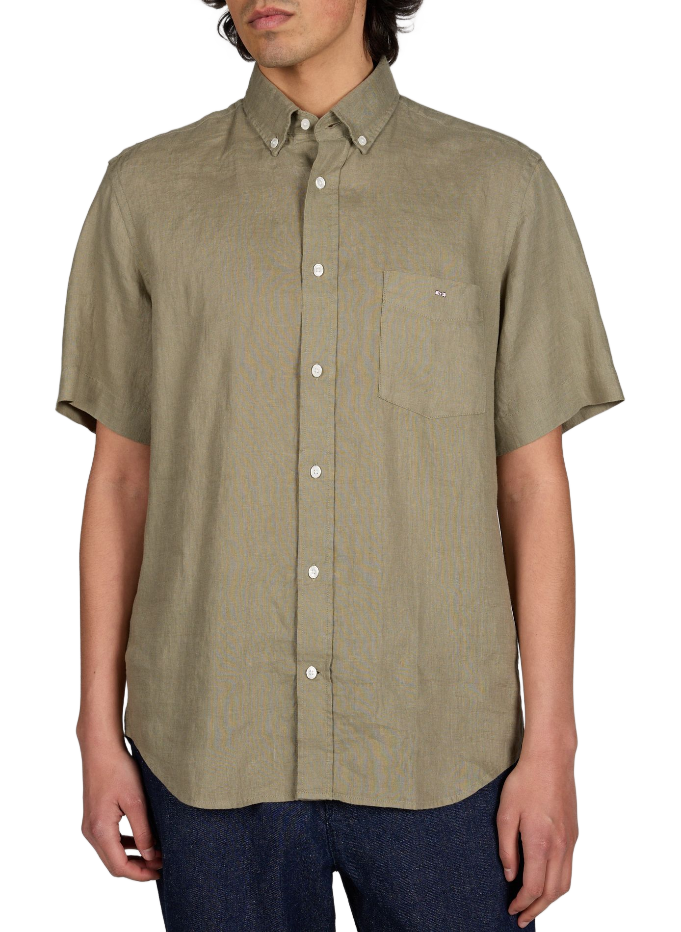 Chemise droite boutonnée en lin EDEN PARK Beige