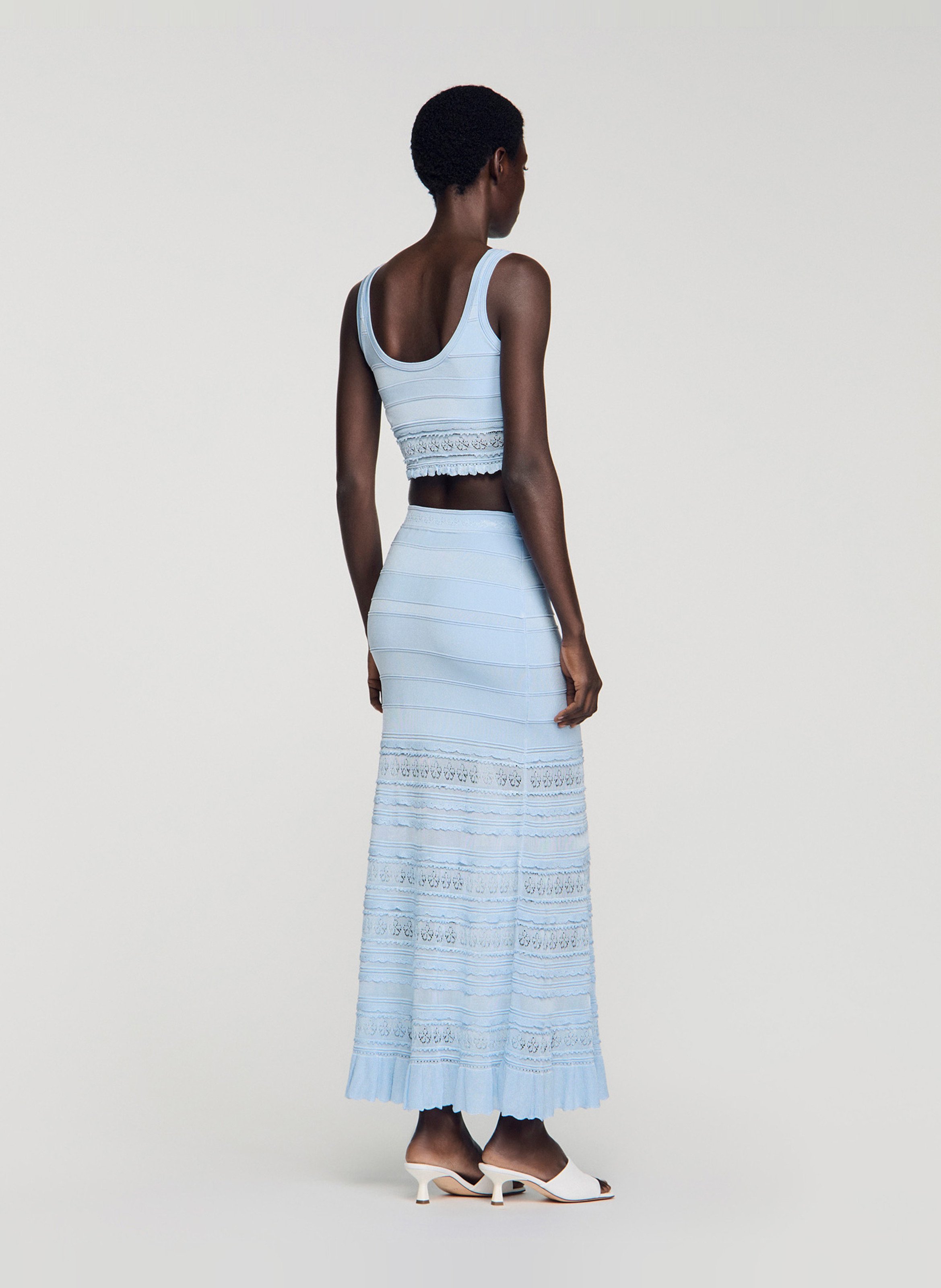 Jupe longue en maille SANDRO Bleu