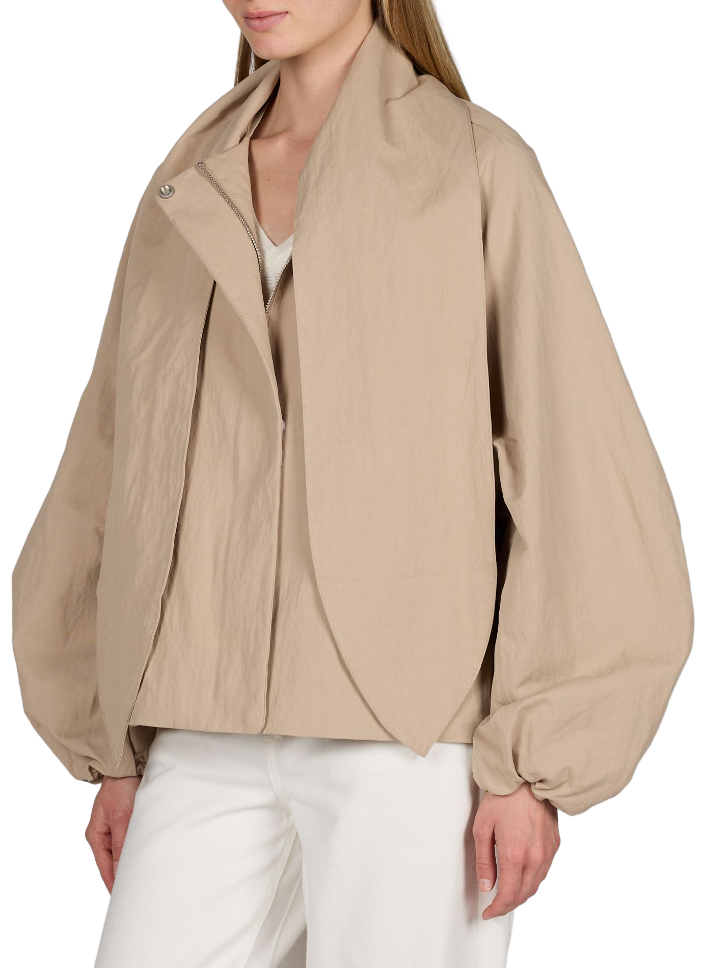 Veste manches bouffantes avec col écharpe amovible OBJECT Beige
