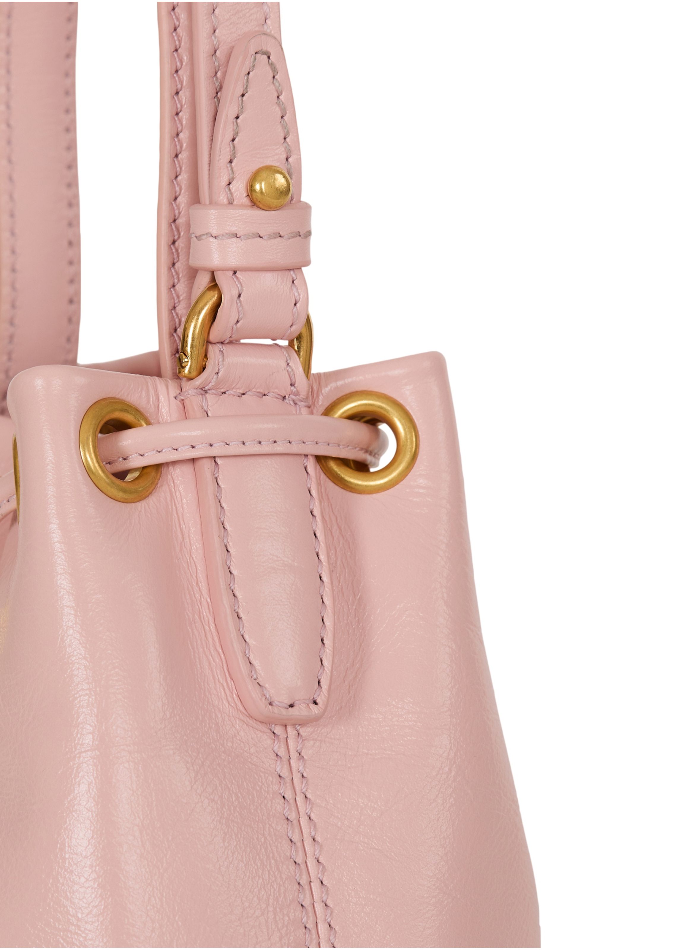 Sac pulse bucket en cuir lisse BALMAIN Rose